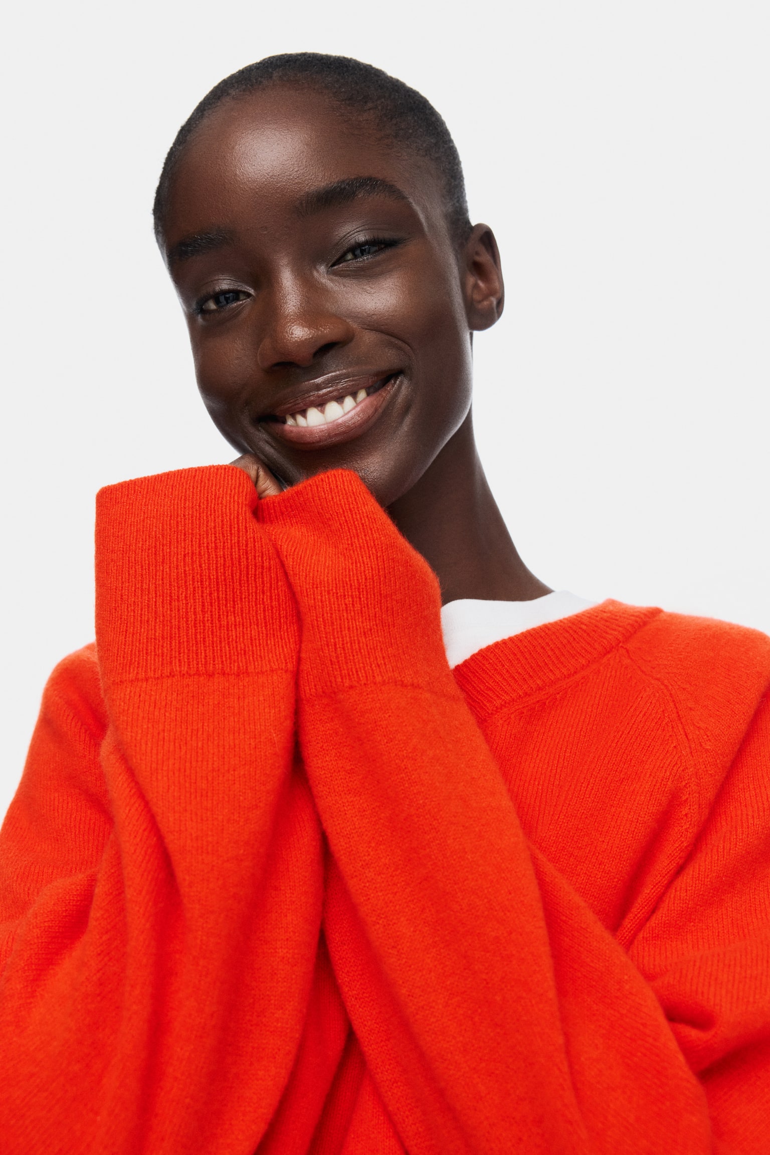 Oversized wool jumper - Bright red/Brown/Brown - 1