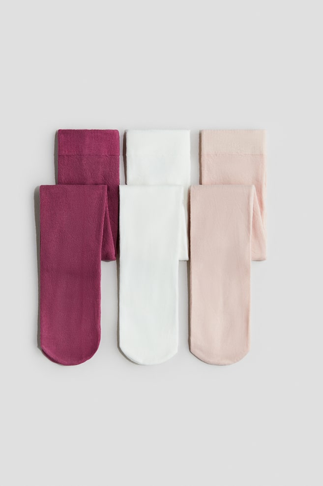 Set van 3 gebreide maillots - Roze/paars/wit/Grijs gemêleerd/roze/Zwart/grijs gemêleerd/Lichtroze/paars/wit - 1