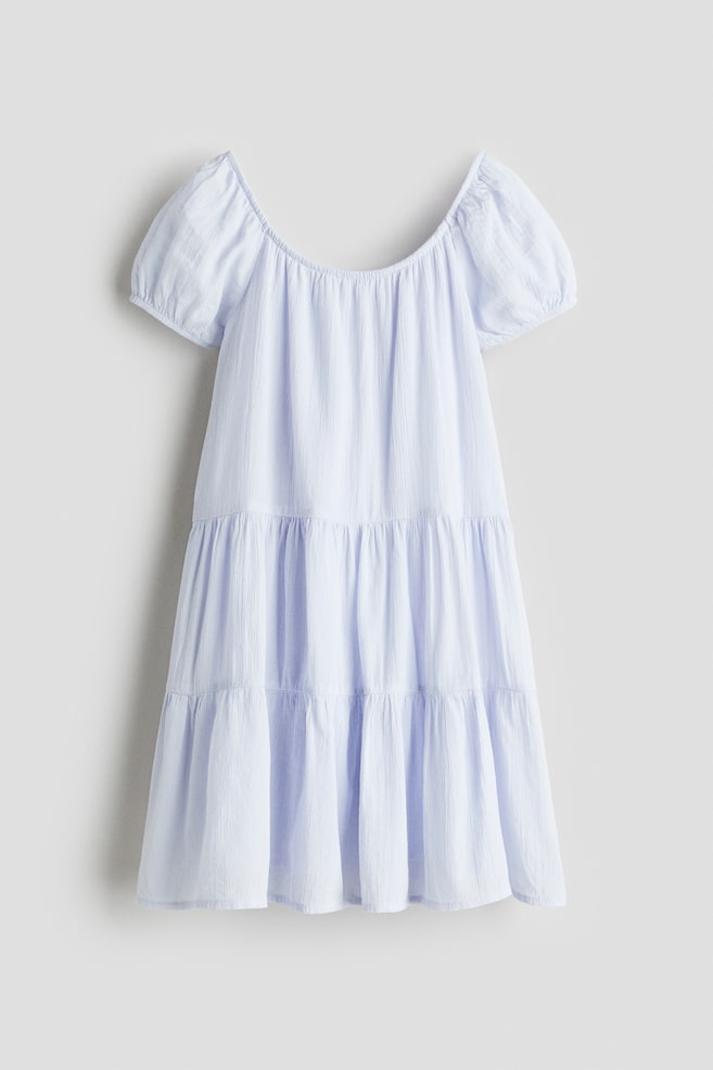 Crinkled cotton dress - Light blue - 1