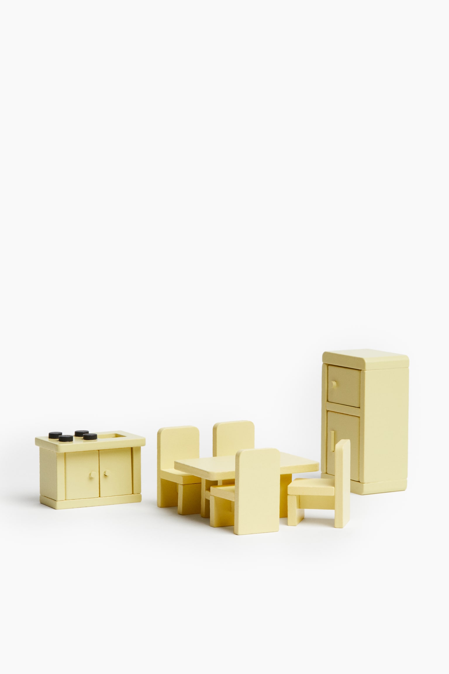 Wooden dollhouse toy set - Light yellow - 1