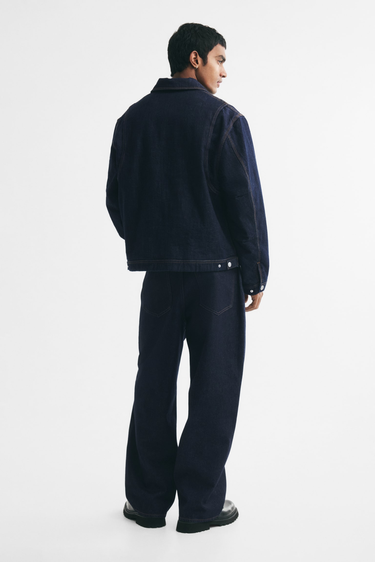 Мужская куртка H&M Denim Workwear, цвет: Тёмный джинсовый синий — фото 6