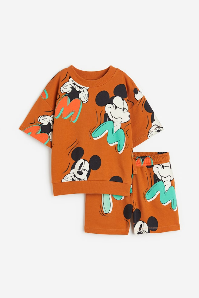 2-piece printed sweatshirt set - Dark orange/Mickey Mouse/Grey marl/Monsters; Inc./Light beige/Encanto/Light beige/Paw Patrol/dc - 1
