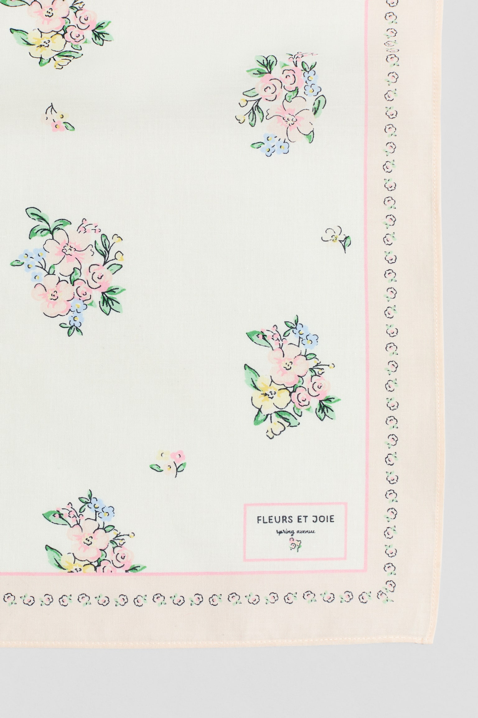 Bavlněný šátek s potiskem - Krémová/květinový vzor - 2