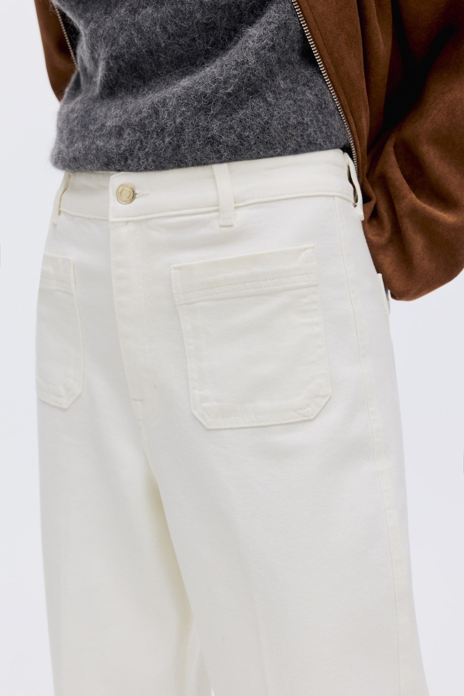 Wide High Jeans - White/Dark brown/Light red/Navy denim blue/Light denim blue/Dark denim blue/Powder pink - 8