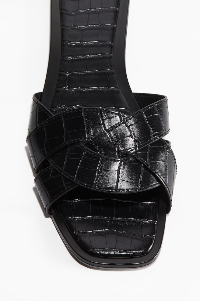 Braided sandals - Black/Crocodile-patterned/Dark brown/Burgundy - 1