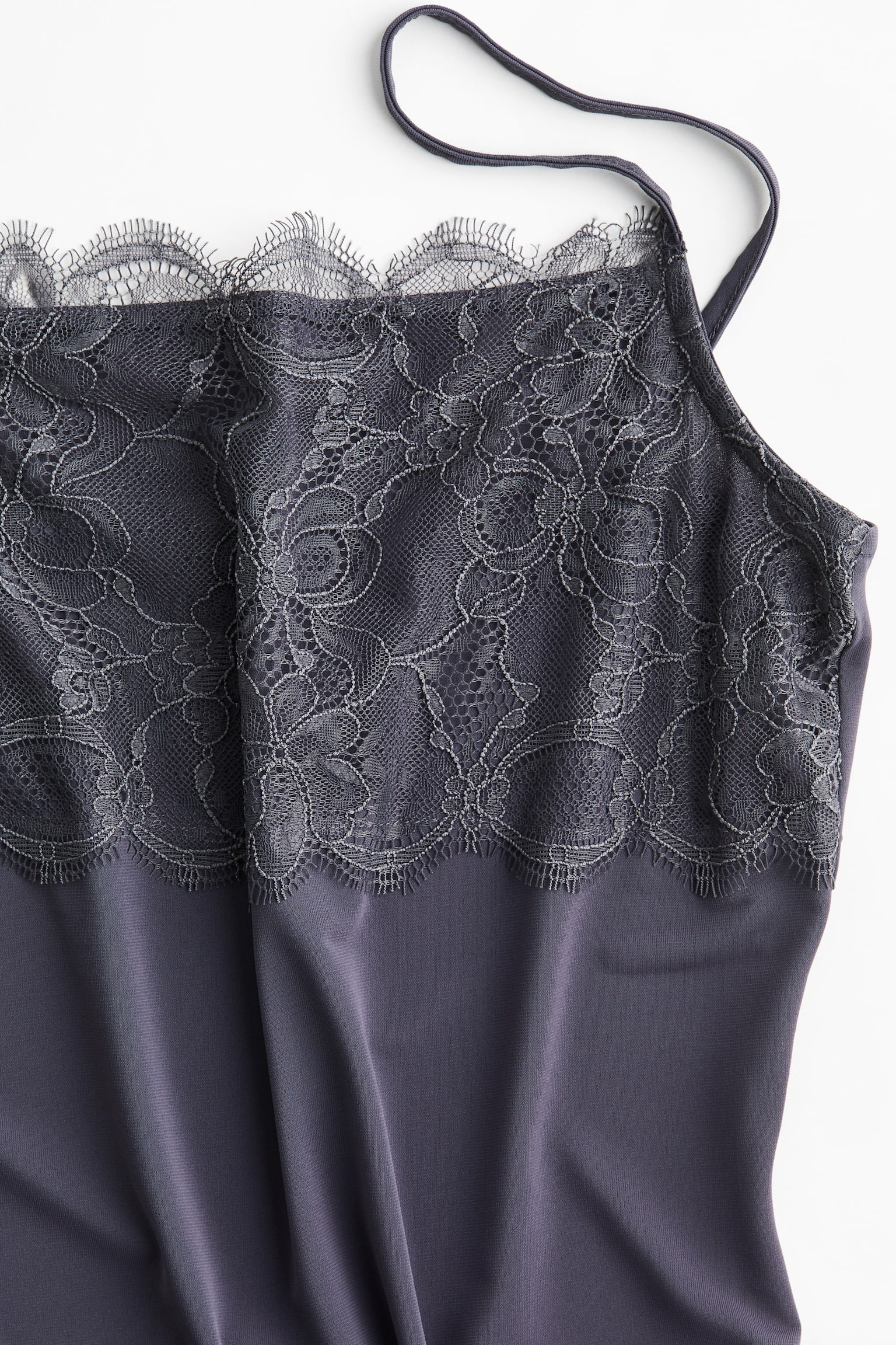 Боди Detail, стринги, кружево — H&M, цвет: Тёмный пыльный фиолетовый — фото 2