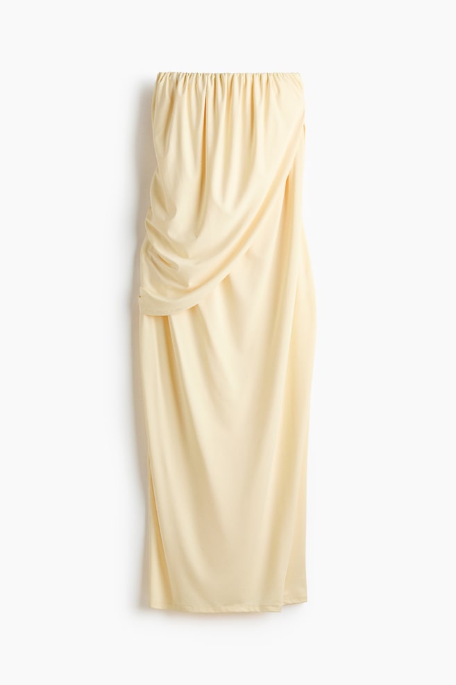 Draped bandeau dress - Pale yellow - 1