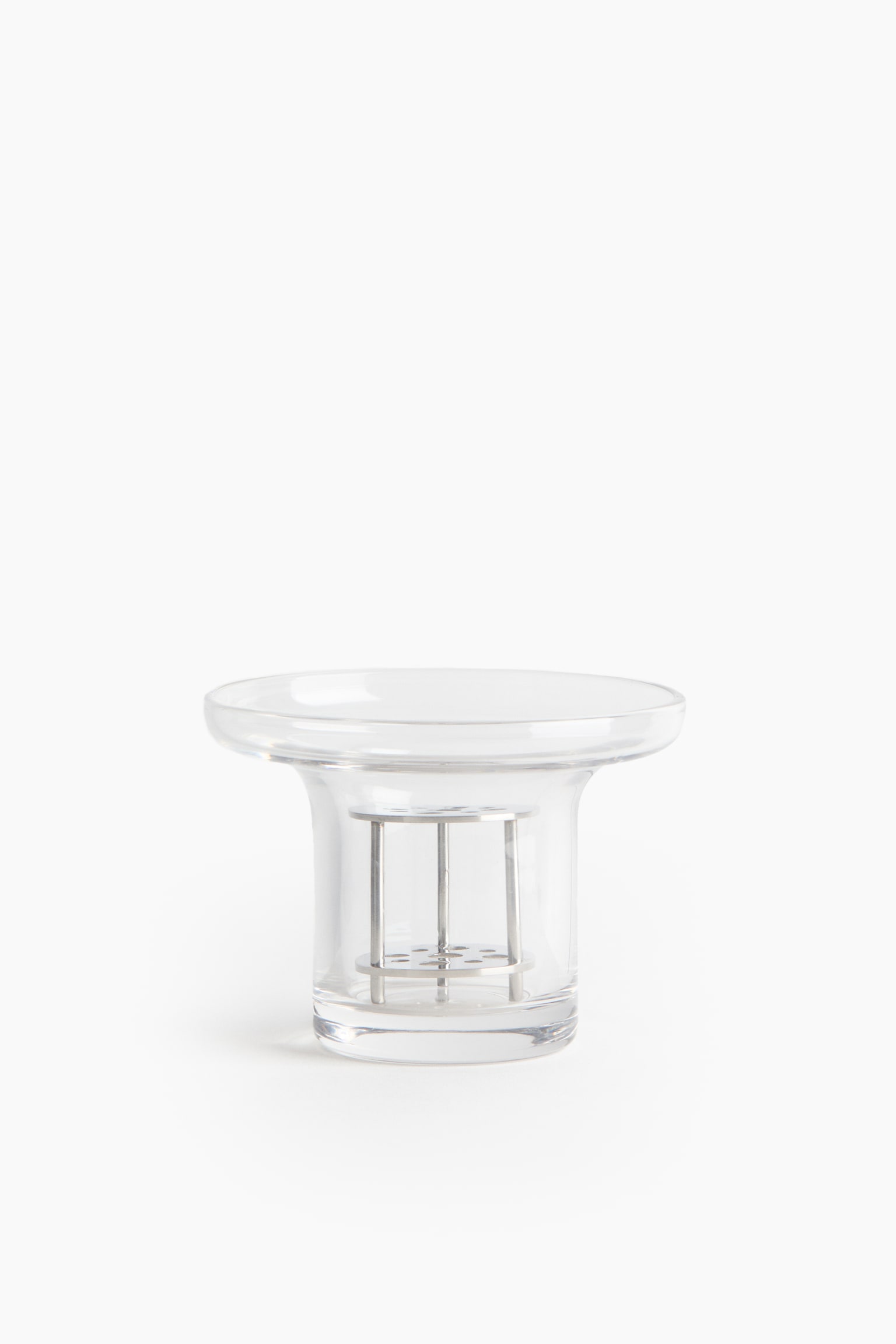 Small Glass Ikebana Vase - Transparent/silver-colored