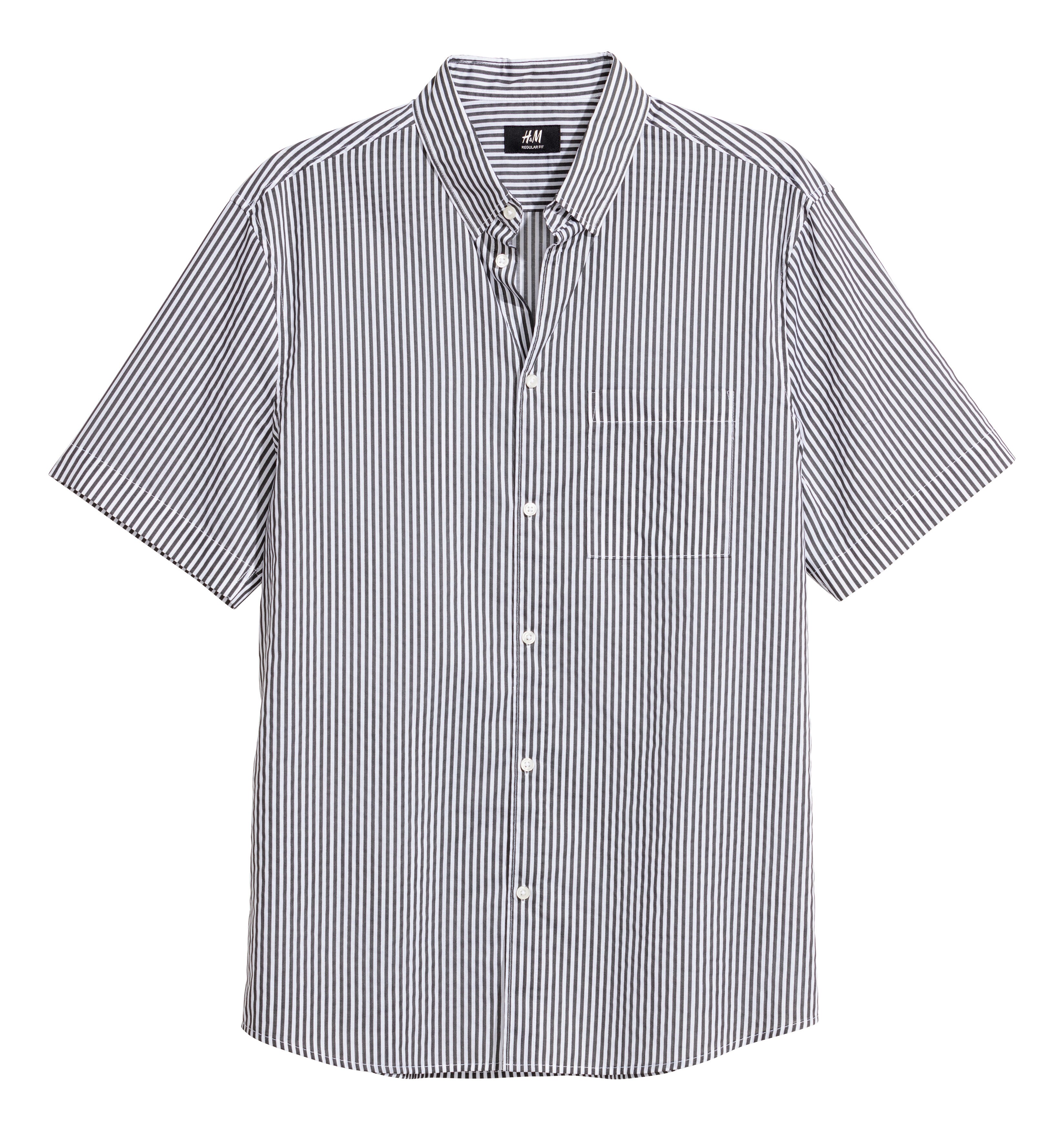Short-sleeve shirt Regular fit Light blue Men H&M