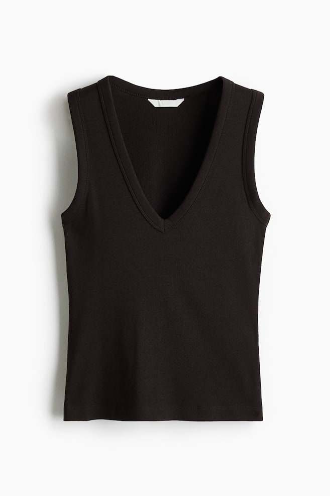 Geripptes Tanktop - Dunkelbraun - 1