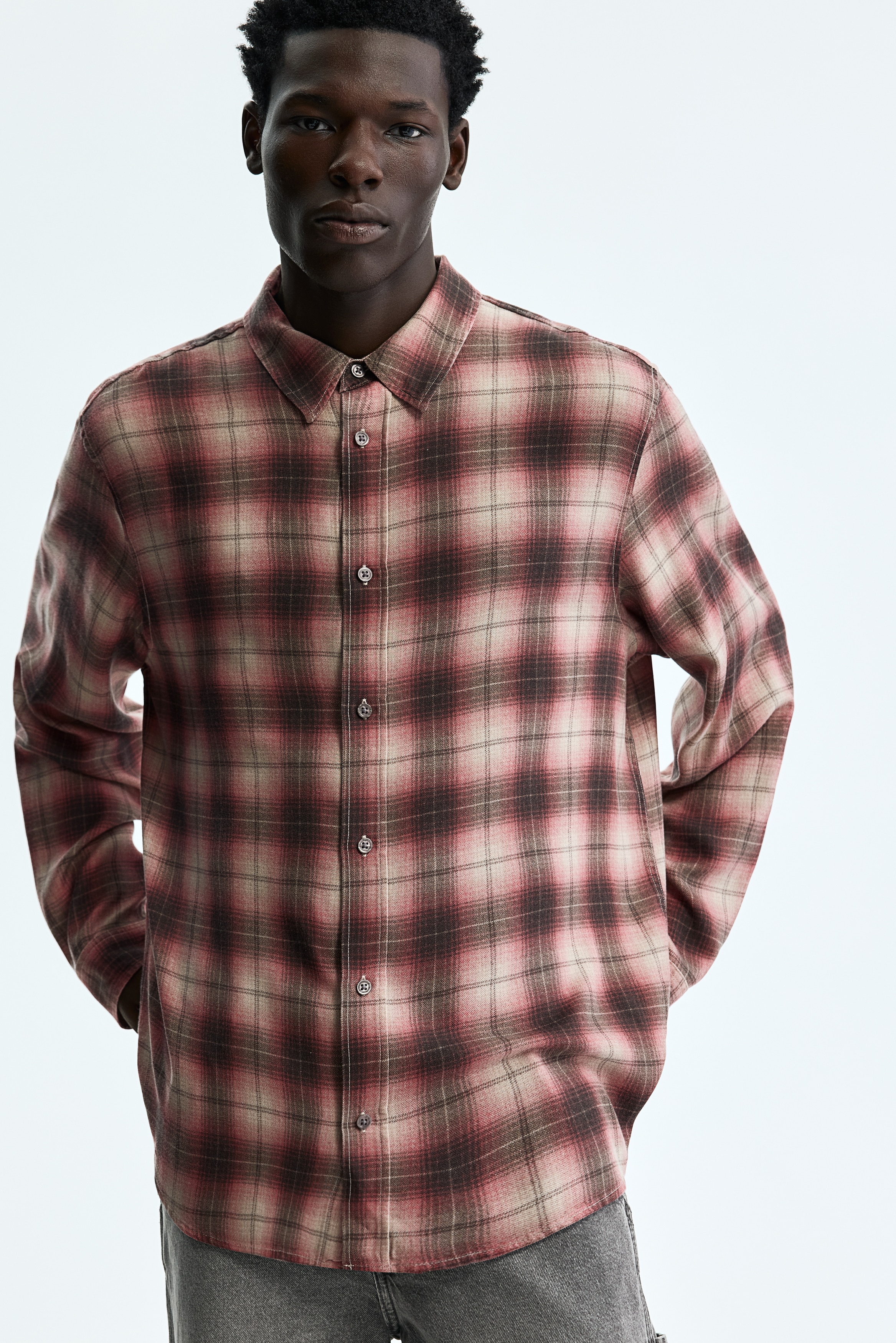 リラックスフィットシャツ - ピンク／チェック/ブルー／チェック