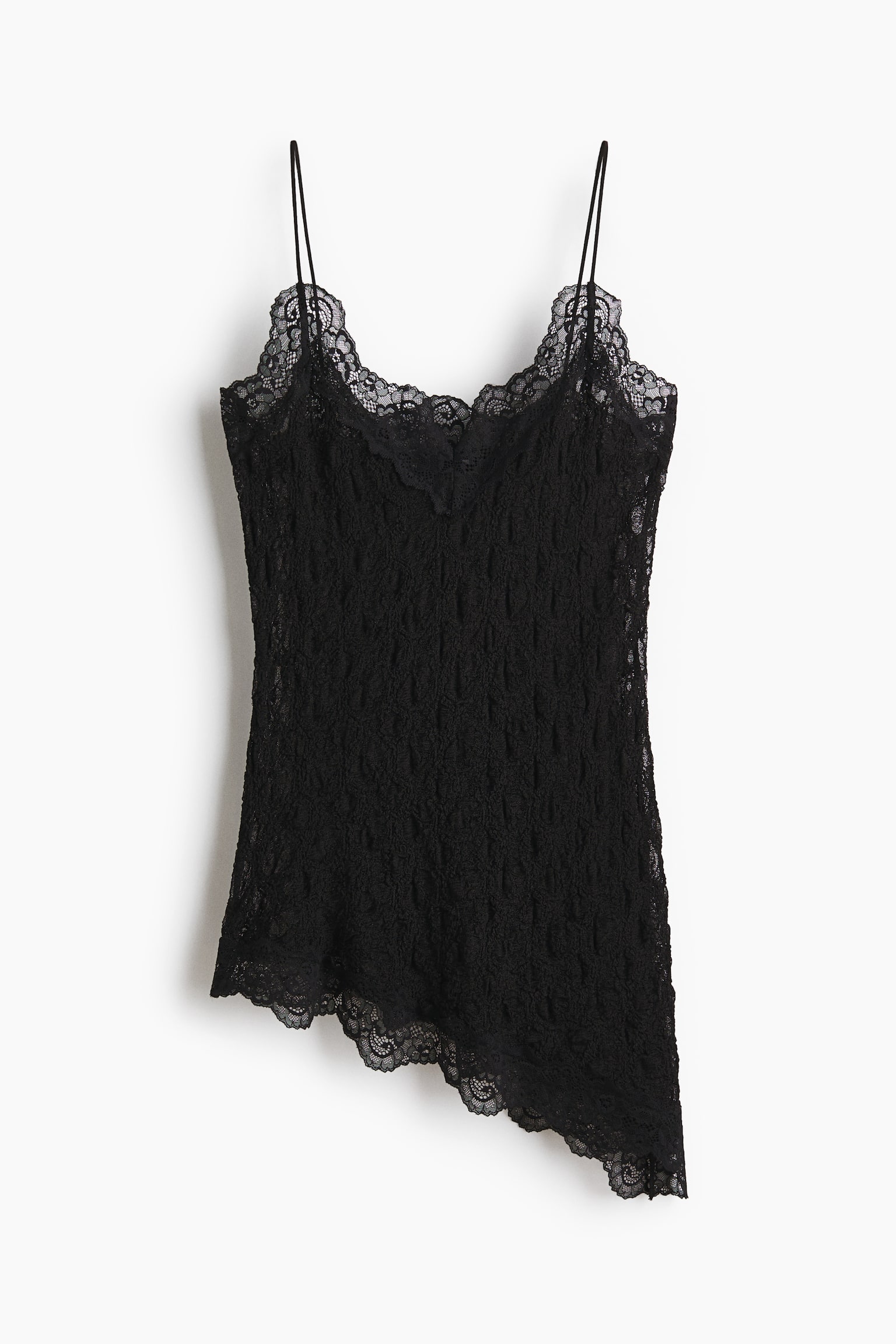 Lace-trimmed strappy top - Schwarz/Beige