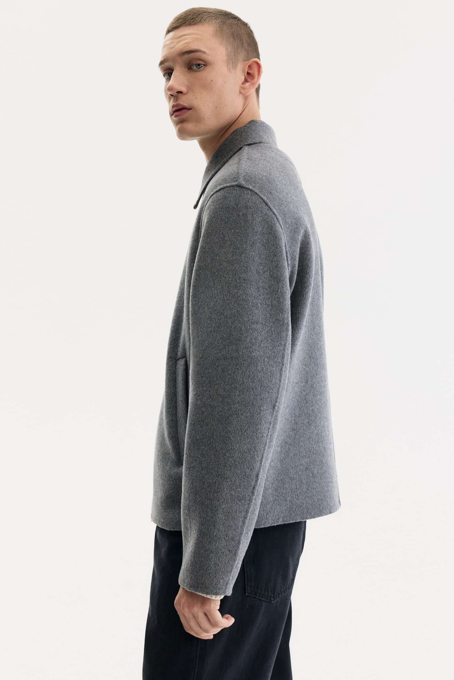 Regular-fit Wool-blend overshirt - Grey - 5