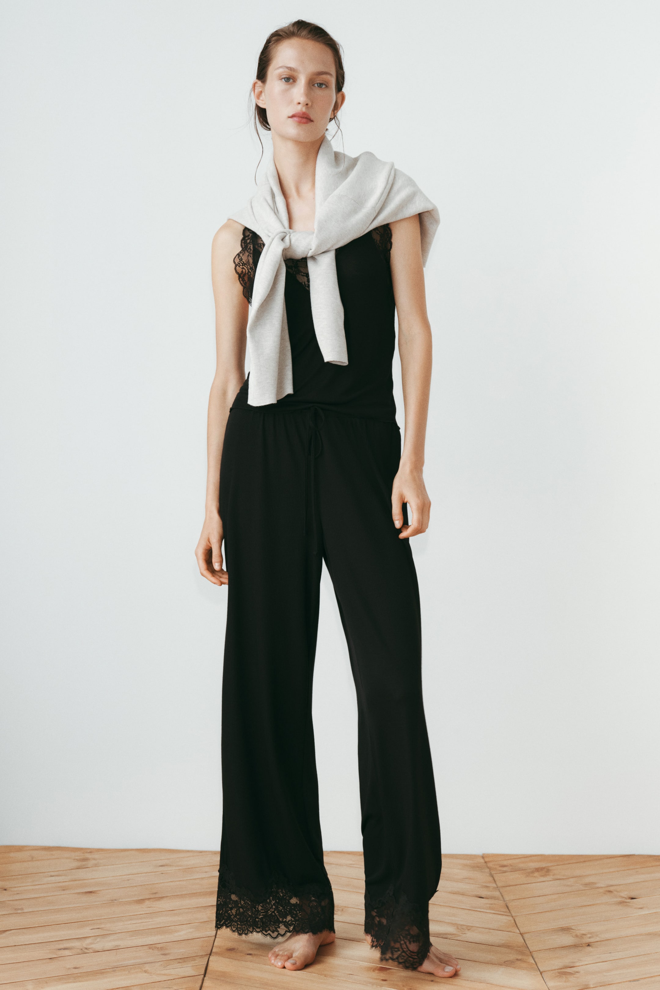 Lace-Trimmed Viscose-Blend Pajama Pants