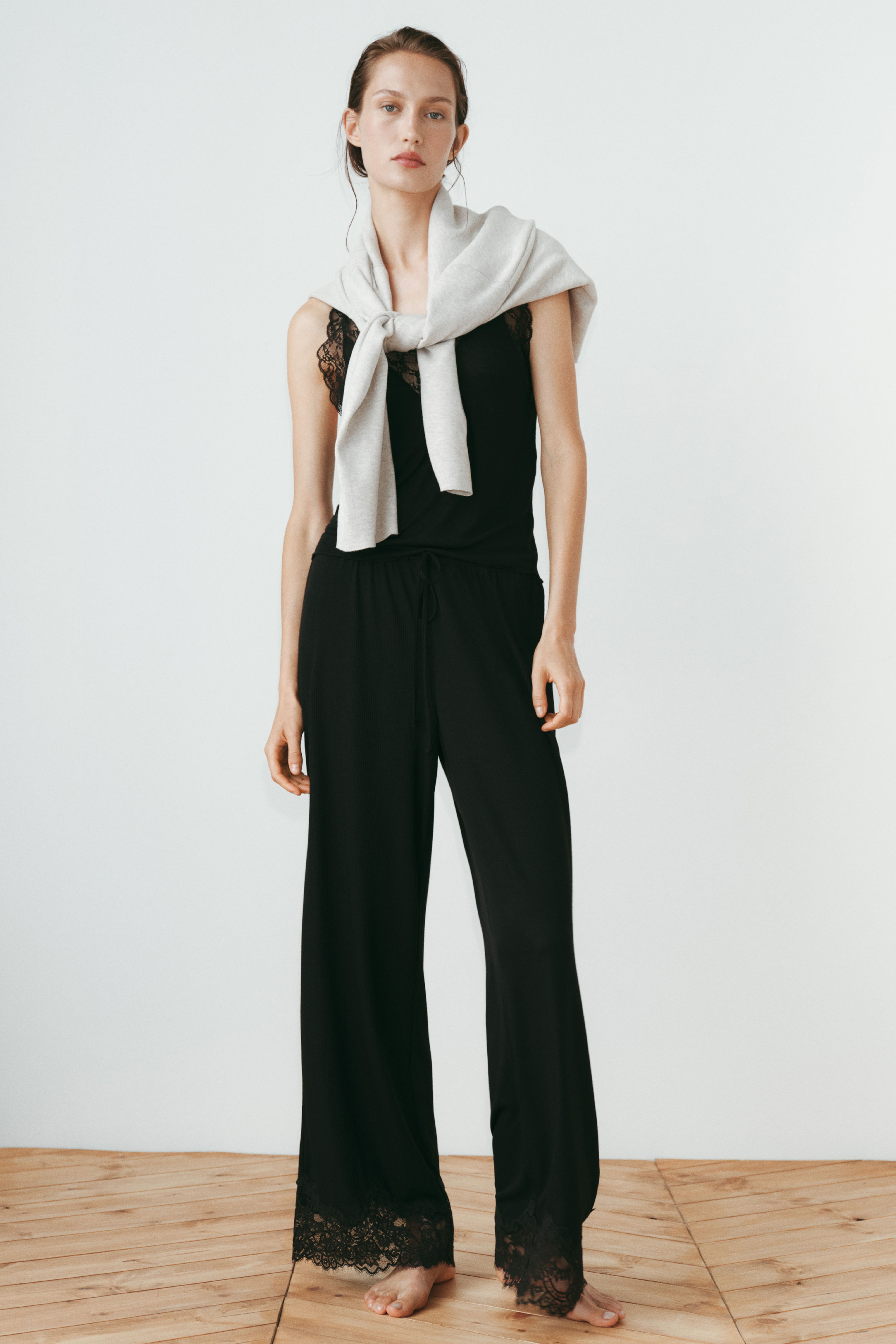 Lace-Trimmed Viscose-Blend Pajama Pants