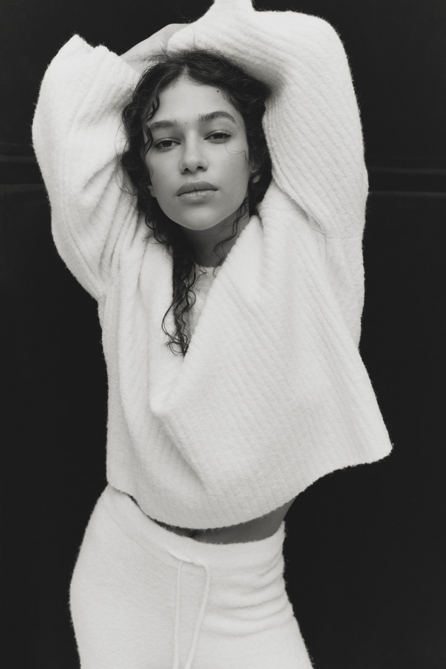 Ribgebreide trui van wolmix - Roomwit/Donkerbeige - 4