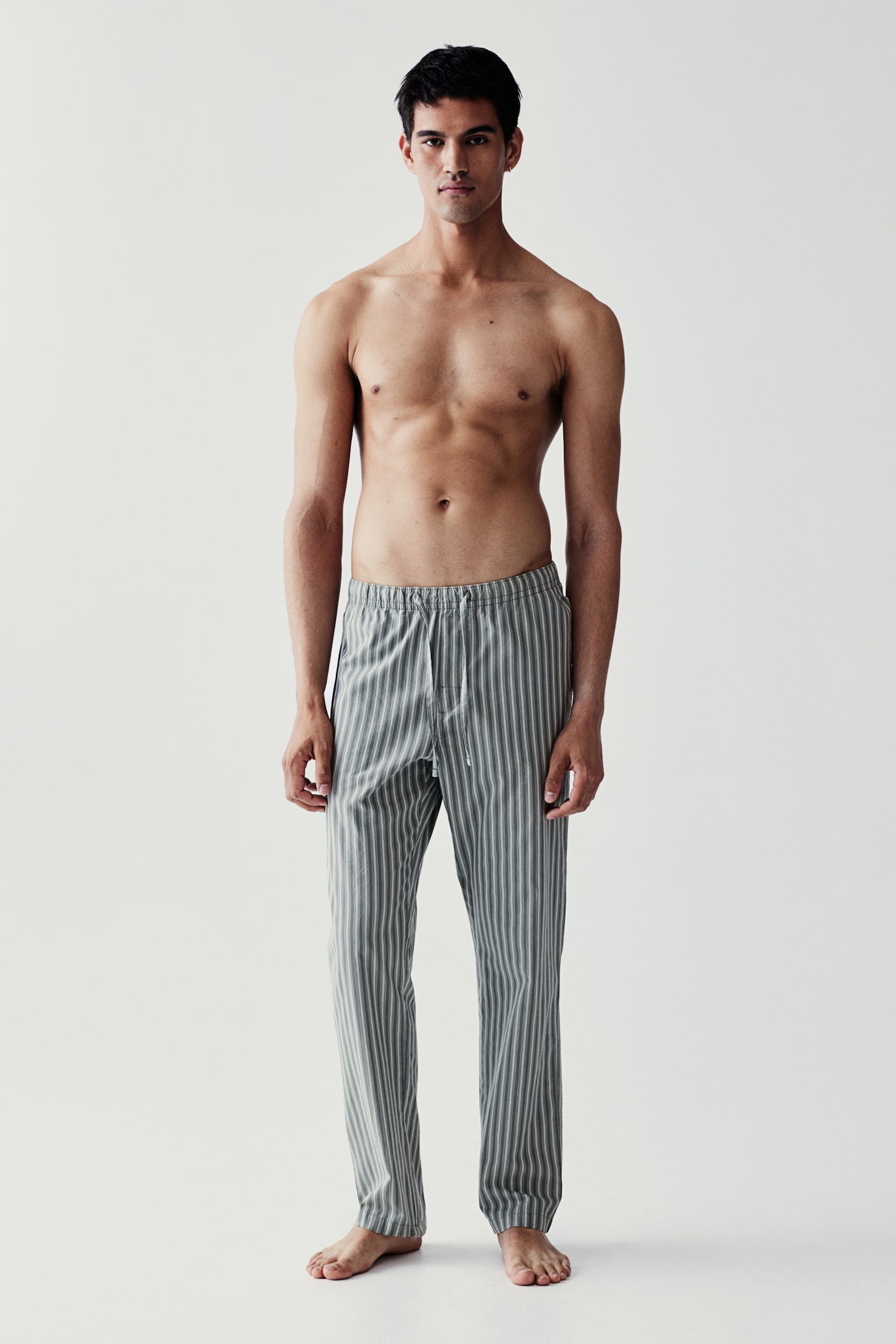 Regular Fit Pyjama Pants - Sage green/Stripe/Grey/Stripe/Dark grey/Stripe - 1