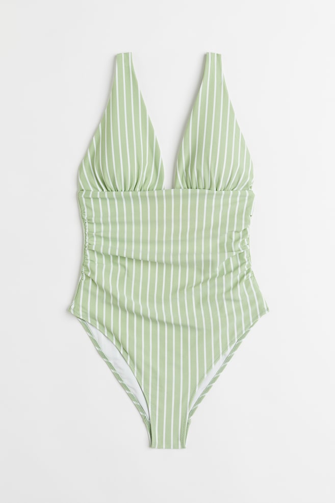 Shaping swimsuit - Light green/White striped/Black/Dark blue/White striped - 2