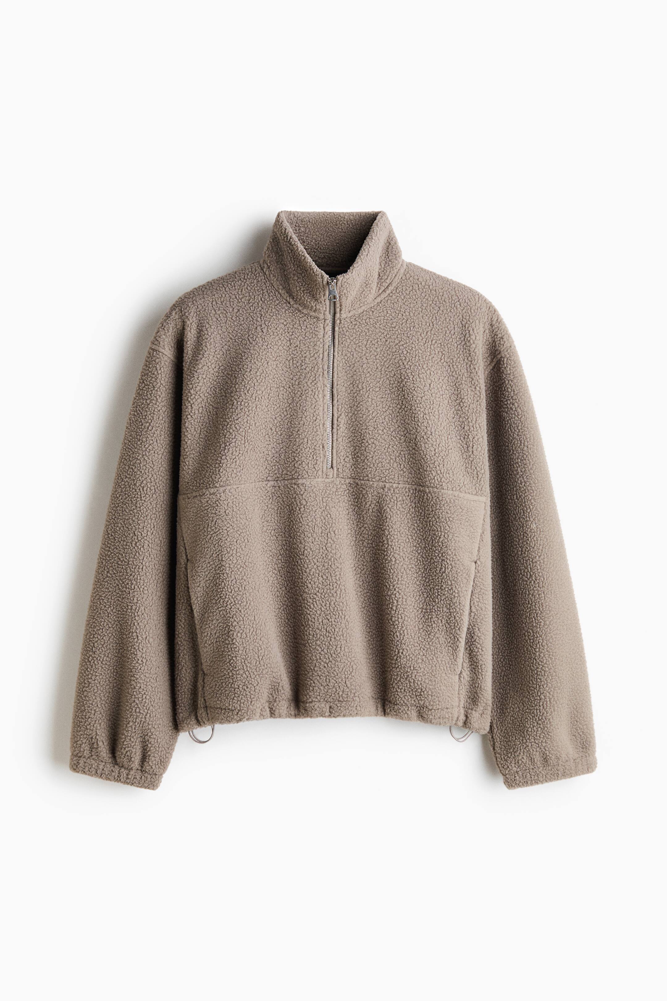 View larger image: Oversized Fit Teddy zip-top sweatshirt - Greige - Men | H&M 1