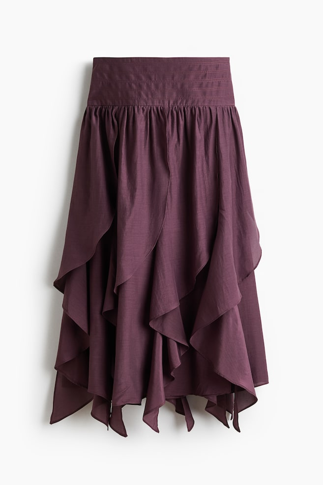 Falda midi con diseño asimétrico - Rojo ciruela - 1