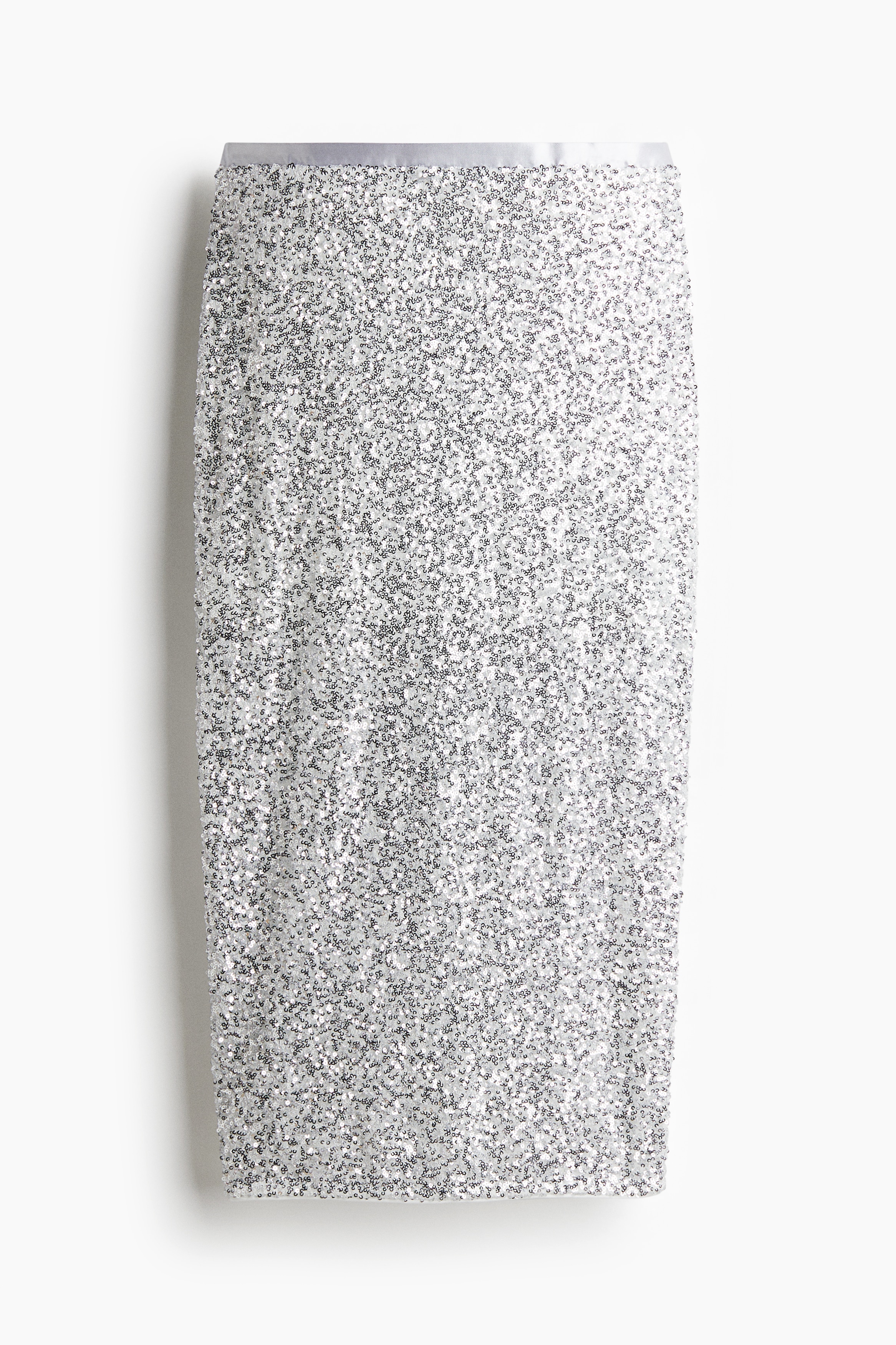 Sequined pencil skirt - Light grey/Silver-coloured
