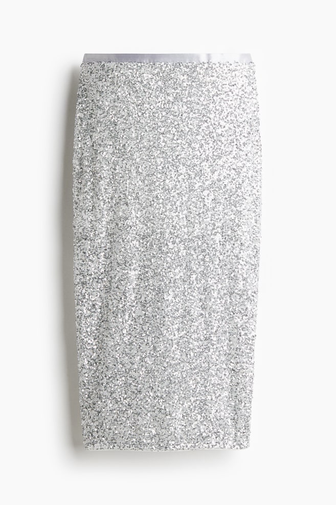Sequined pencil skirt - Light grey/Silver-coloured - 1