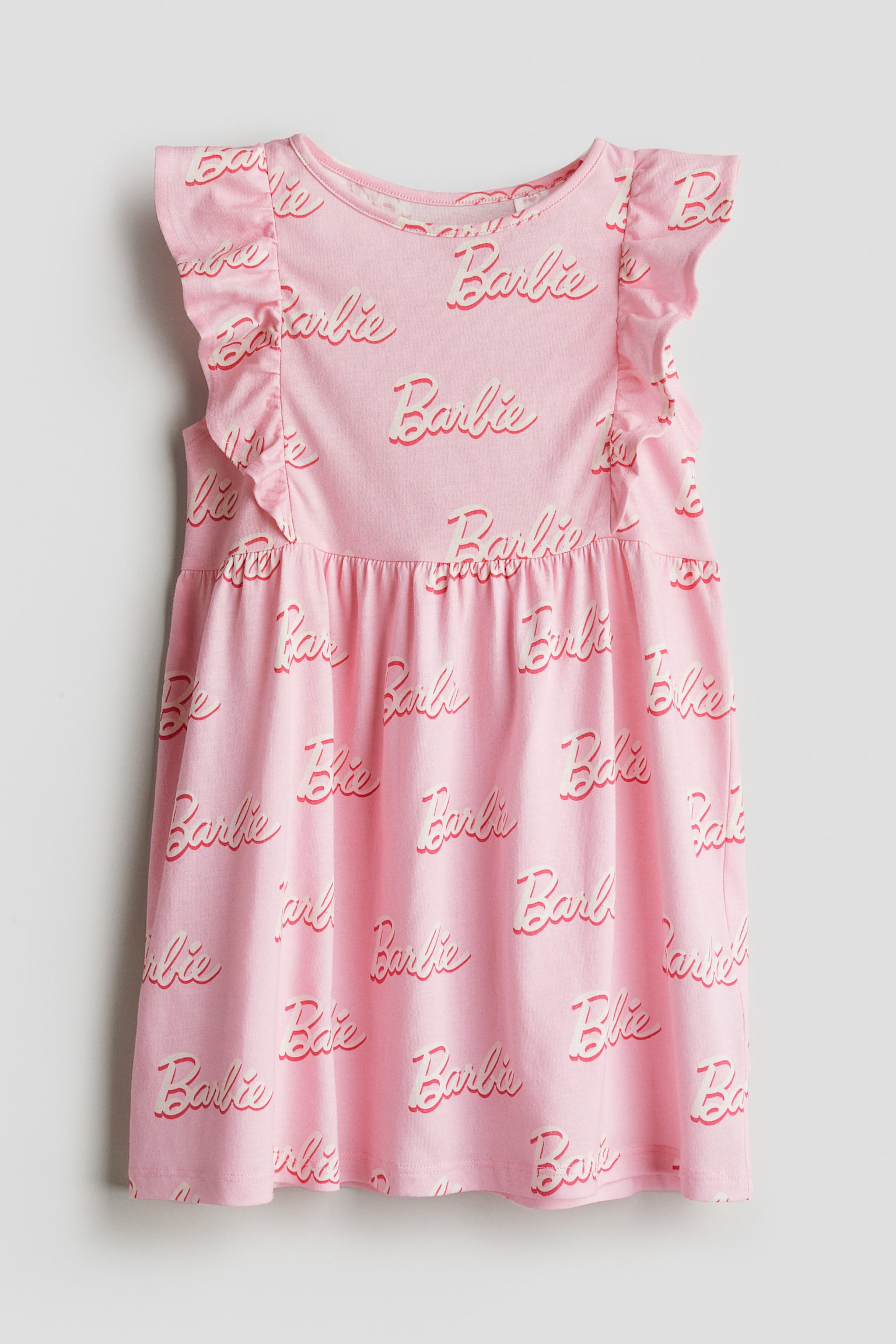 Flounce-trimmed jersey dress - Pink/Barbie - 1