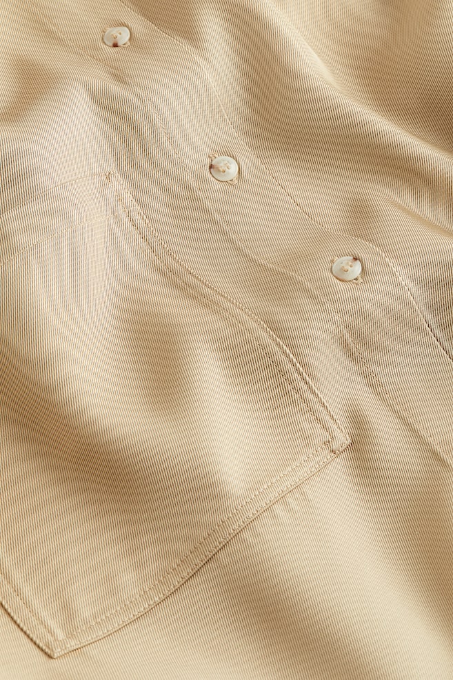 Skjorte i twill med tørklædekrave - Beige - 6