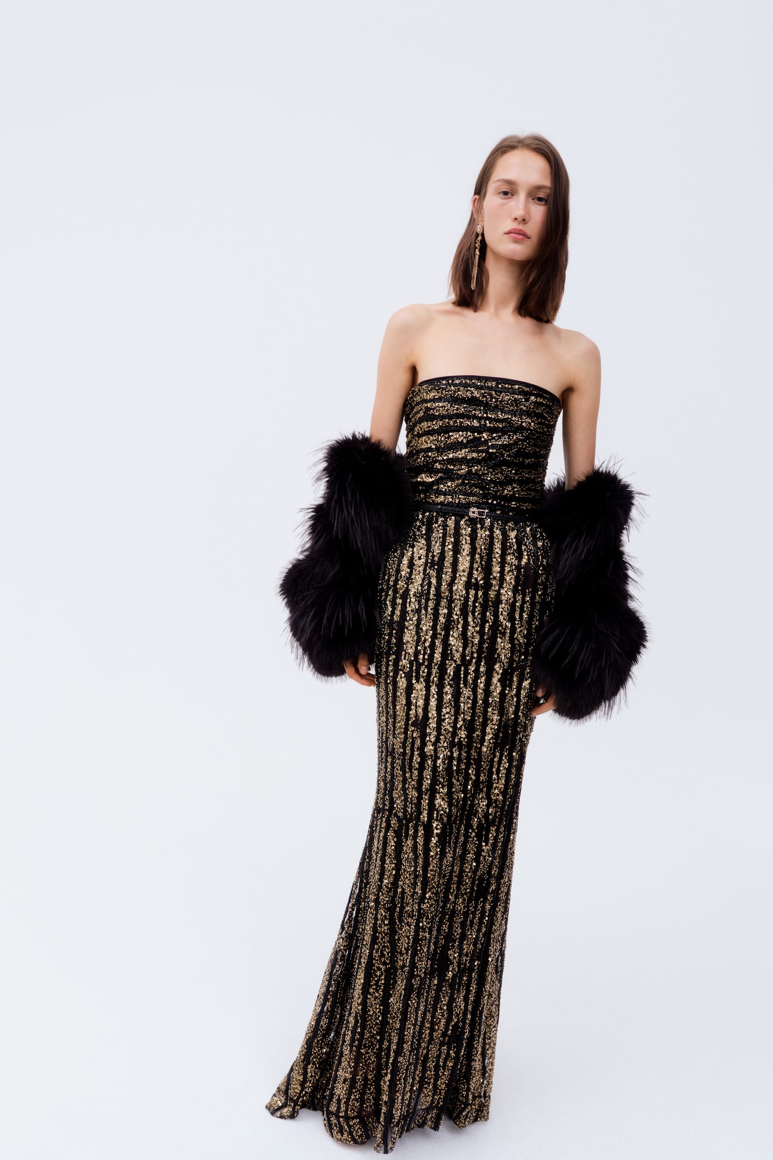 Женское платье H&M Embellished Bandeau, цвет: Чёрный / Золотой — фото 2