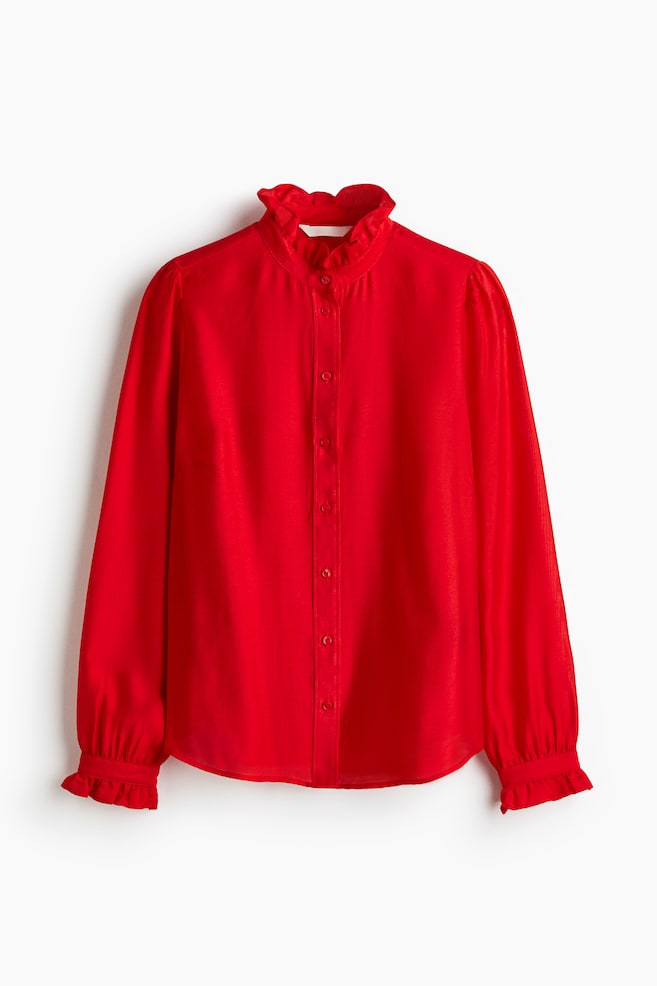 Blouse à col volanté - Rouge/Bleu marine/rayures blanches/Noir - 1
