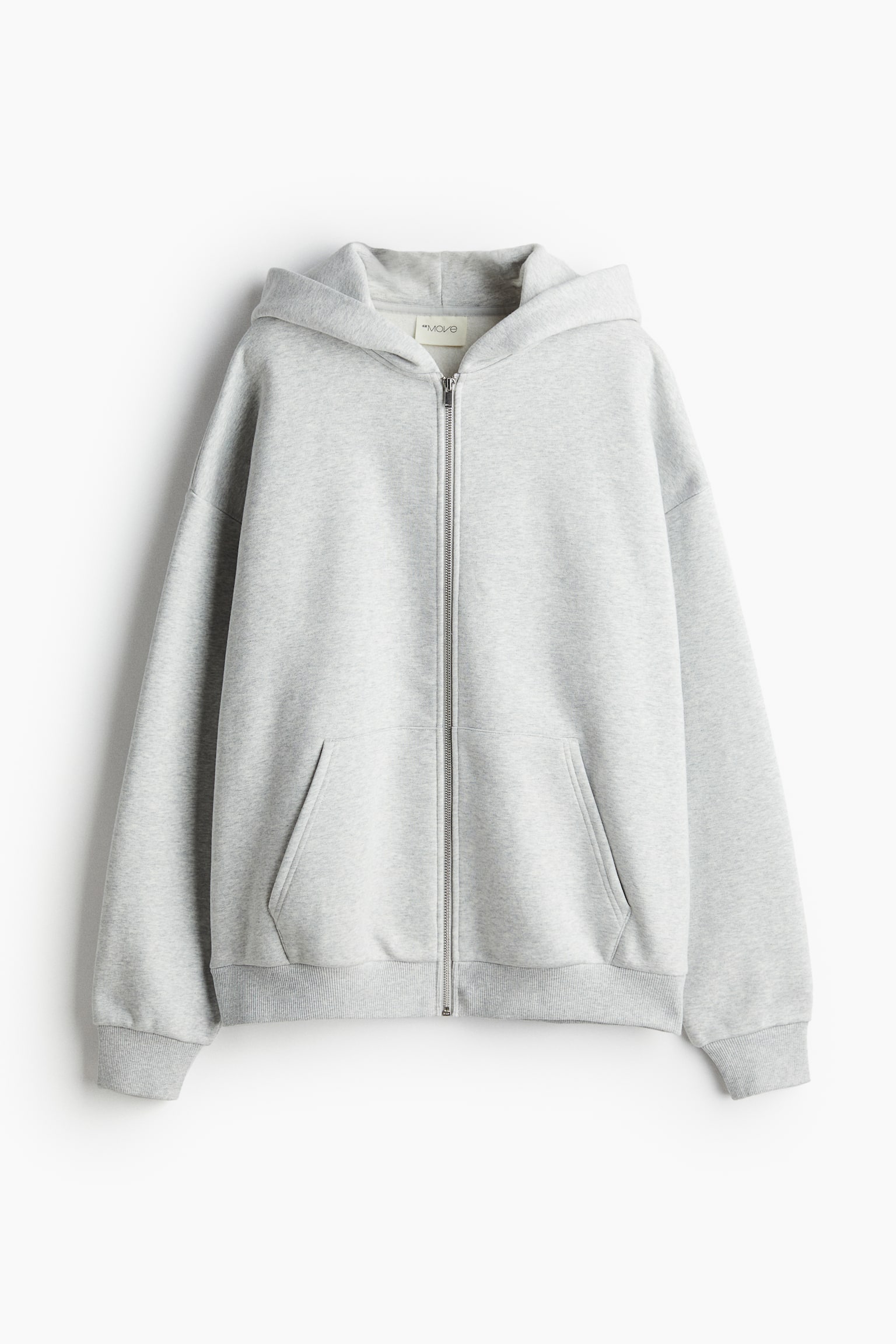 Zip-through sports hoodie - Light grey marl/Red - 2