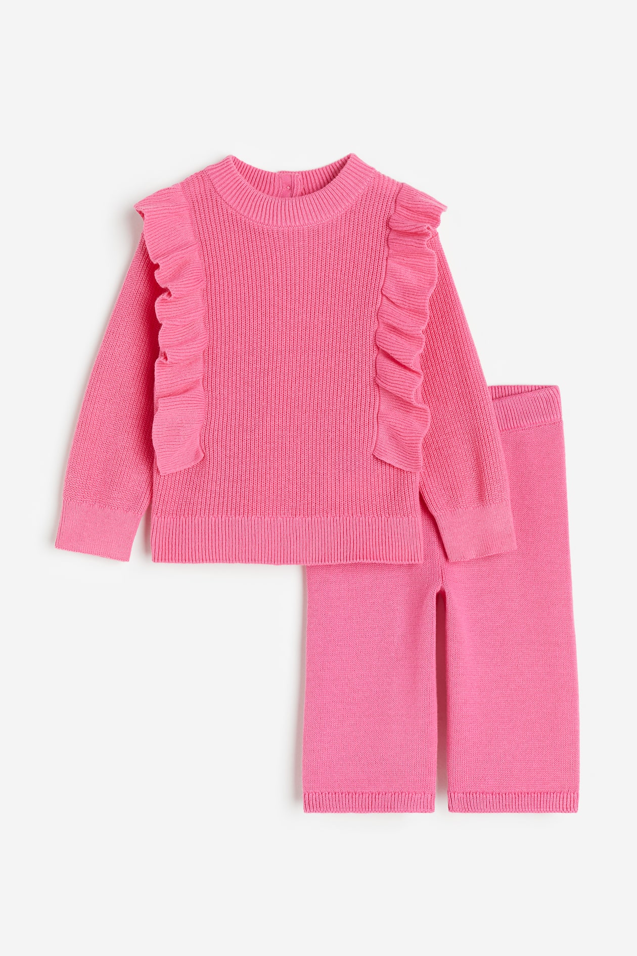 2-piece Knit Set - Round Neck - Long sleeve - Pink - Kids | H&M US