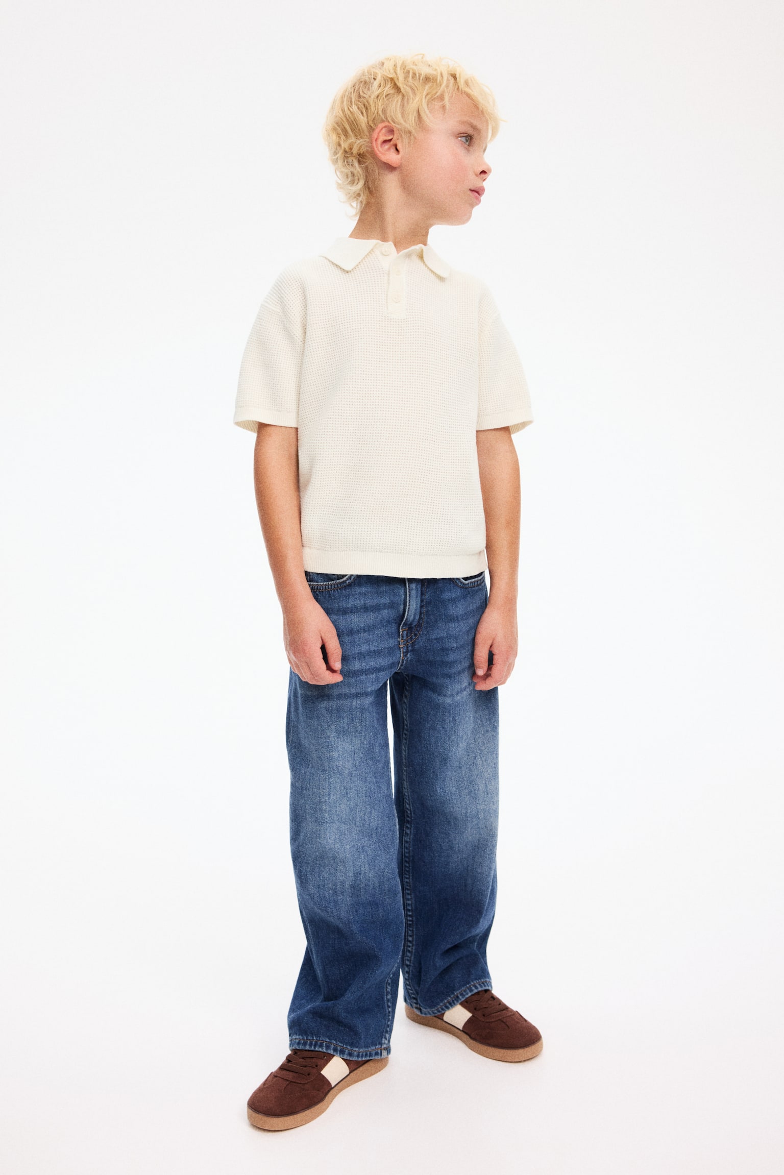 Cotton-knit polo shirt - Cream/Dark blue/White striped/Dusty blue/Cream/Striped/Light khaki green/Navy blue - 5