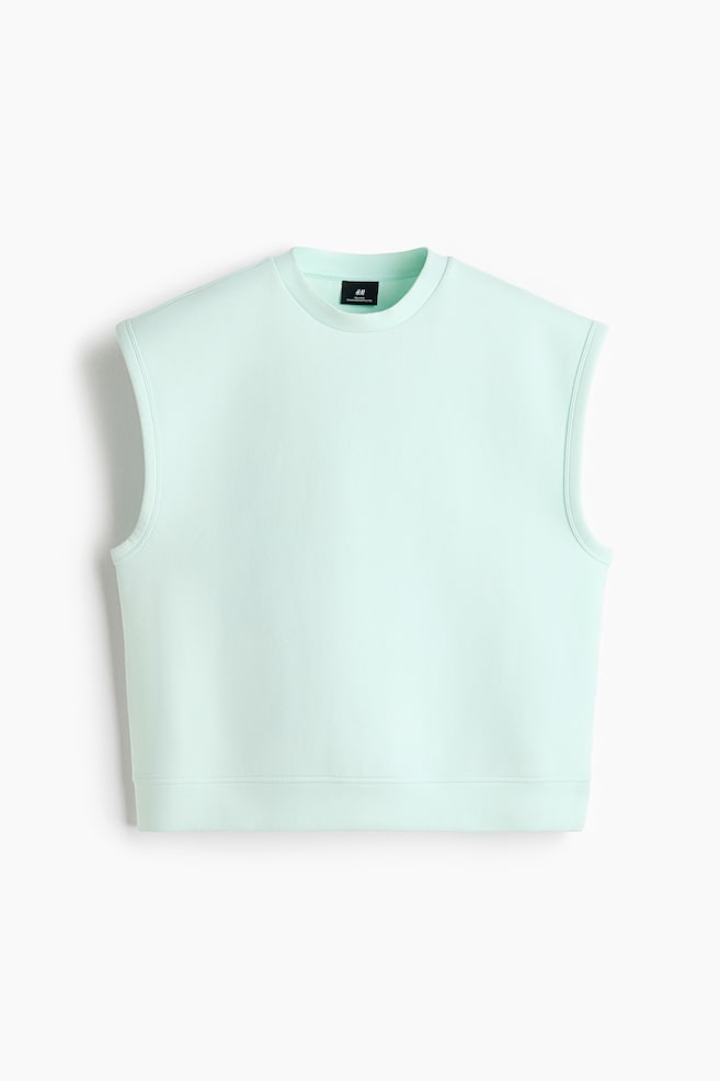 Playera Relaxed Fit sin mangas en tela scuba - Verde menta/Gris oscuro - 1