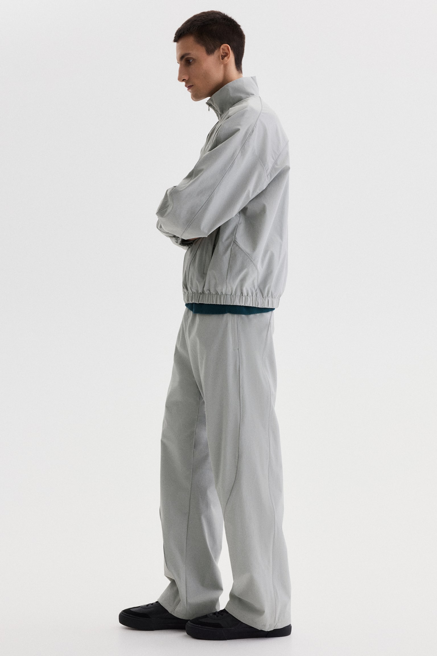 Relaxed Fit Track pants - Light grey/Black - 3