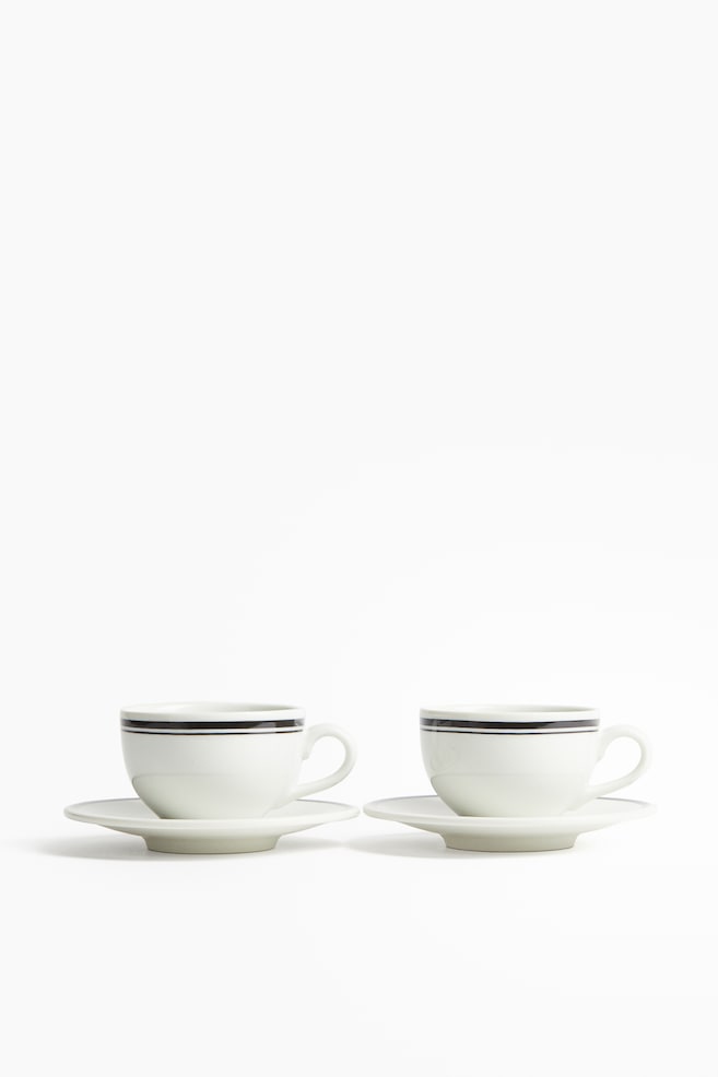 2-Pack Cappuccino Cup and Saucer - White/black/White/blue/White/red - 1