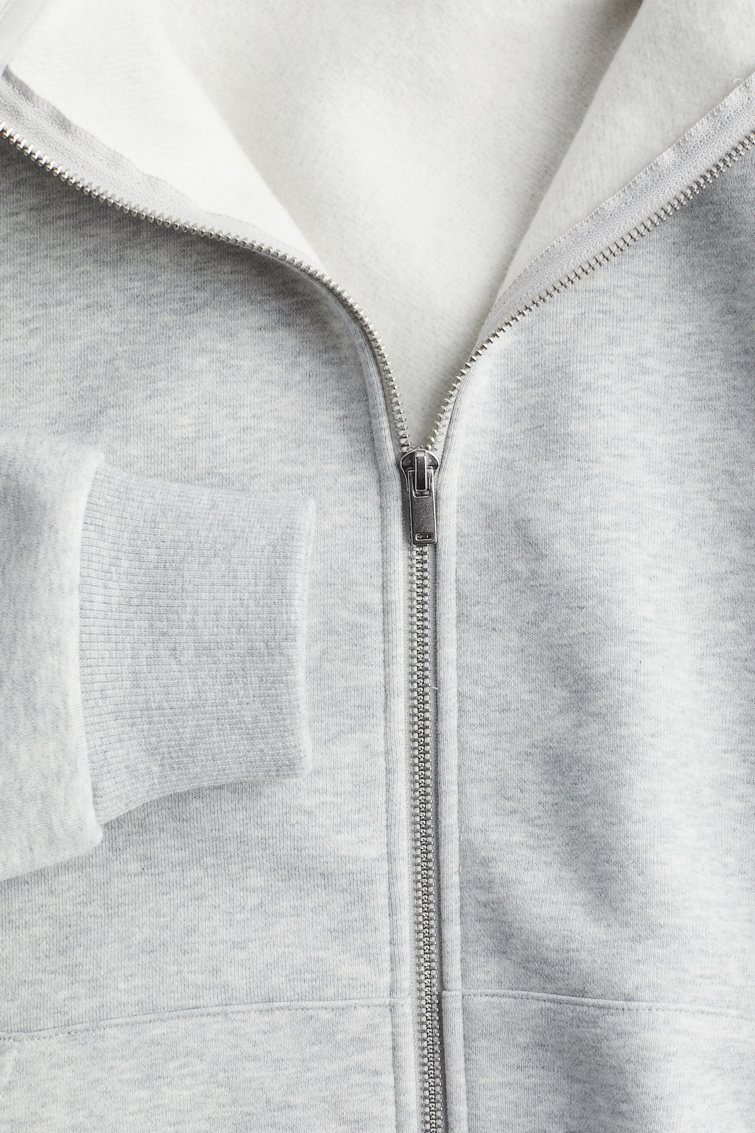 Zip-through sports hoodie - Light grey marl/Red - 6