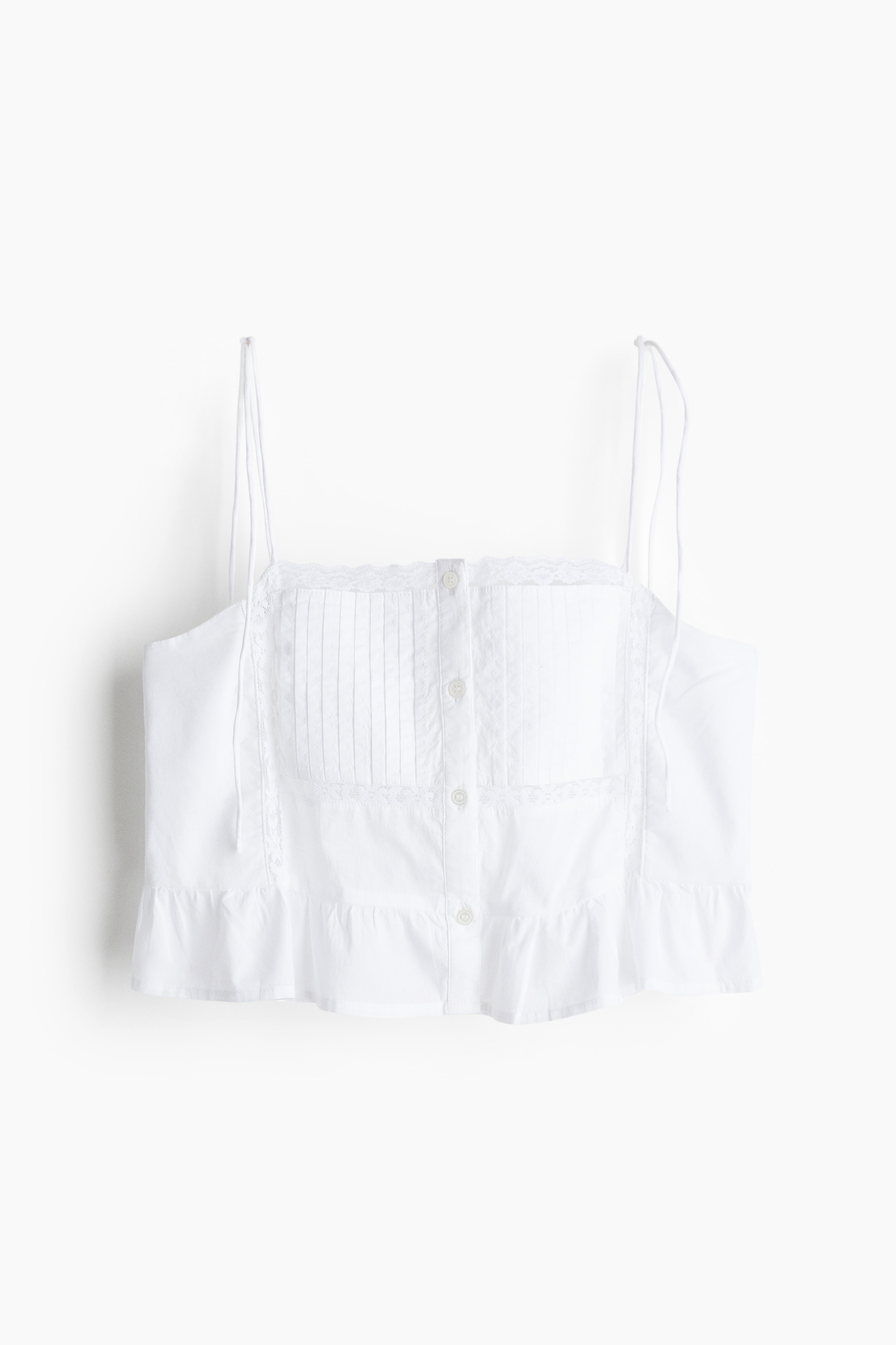 Flounce-Trimmed Camisole Top - White/Black