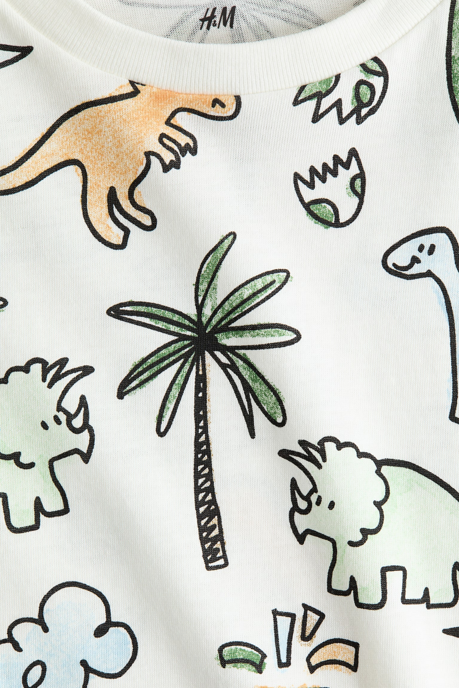 Printed cotton T-shirt - White/Dinosaurs/White/Dinosaur/Beige/Dinosaurs - 3