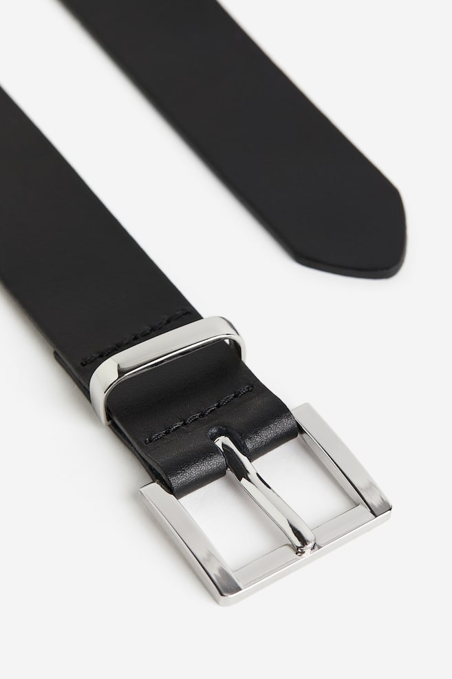 Leather belt - Black/Silver-coloured/Black/Gold-coloured - 2