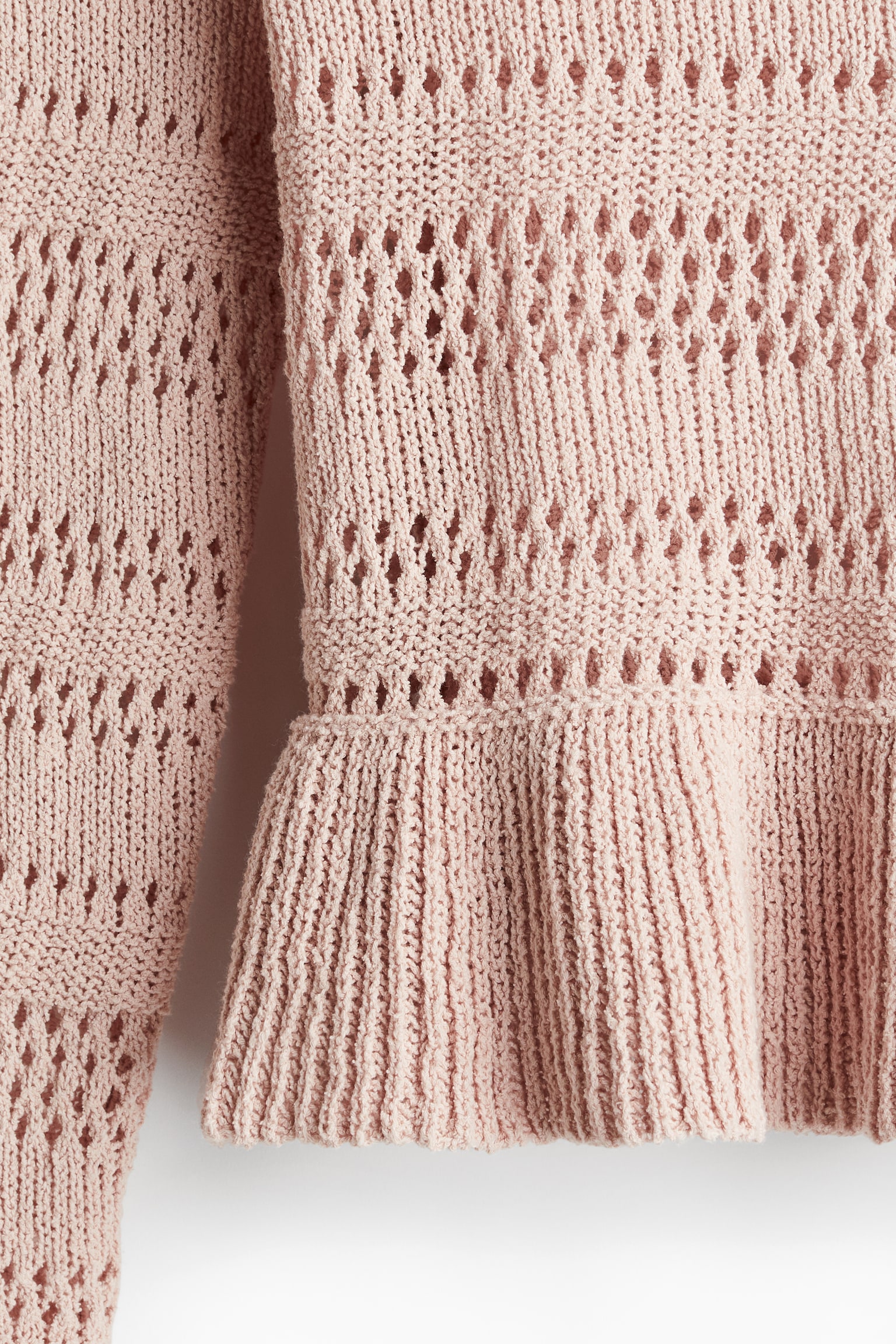 Женский свитер H&M Pointelle-Knit Peplum, цвет: Светлый пыльный розовый — фото 2