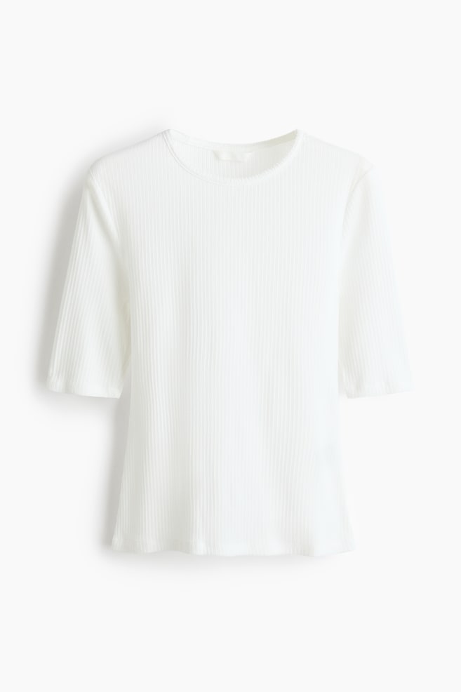 Pointelle jersey T-shirt - White/Light yellow - 1
