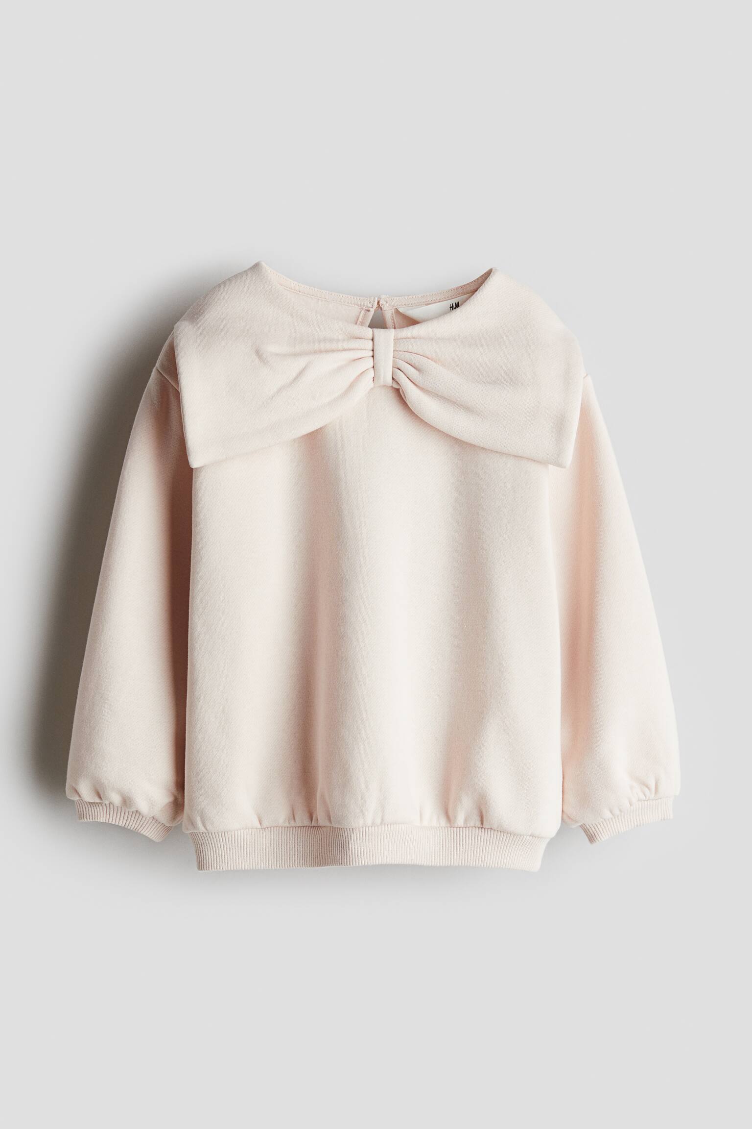 Bow-collared sweatshirt - Light dusty pink/Dark red - 1