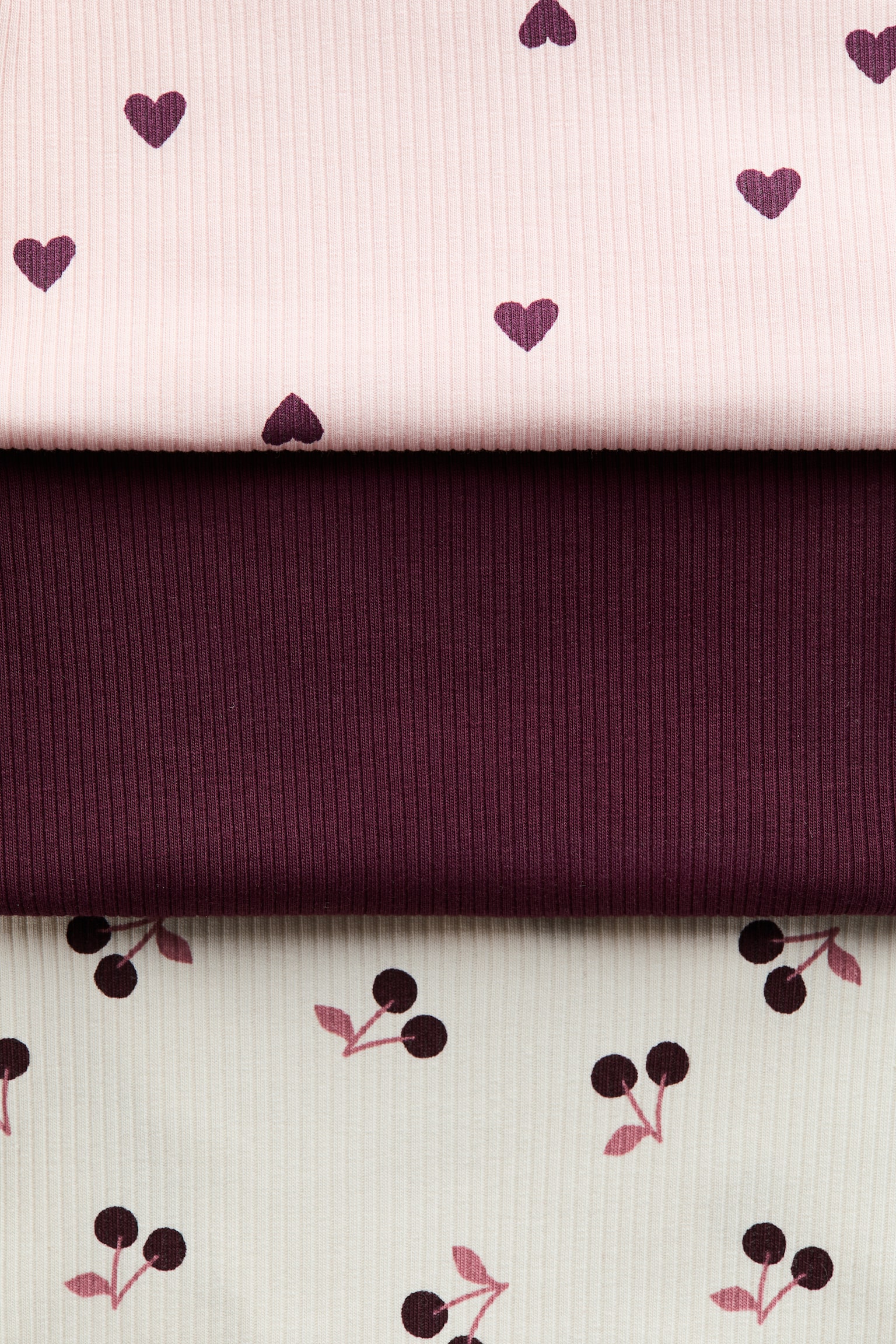 Детские топы H&M 3-Pack Cotton, цвет: Розовый / Красный — фото 2