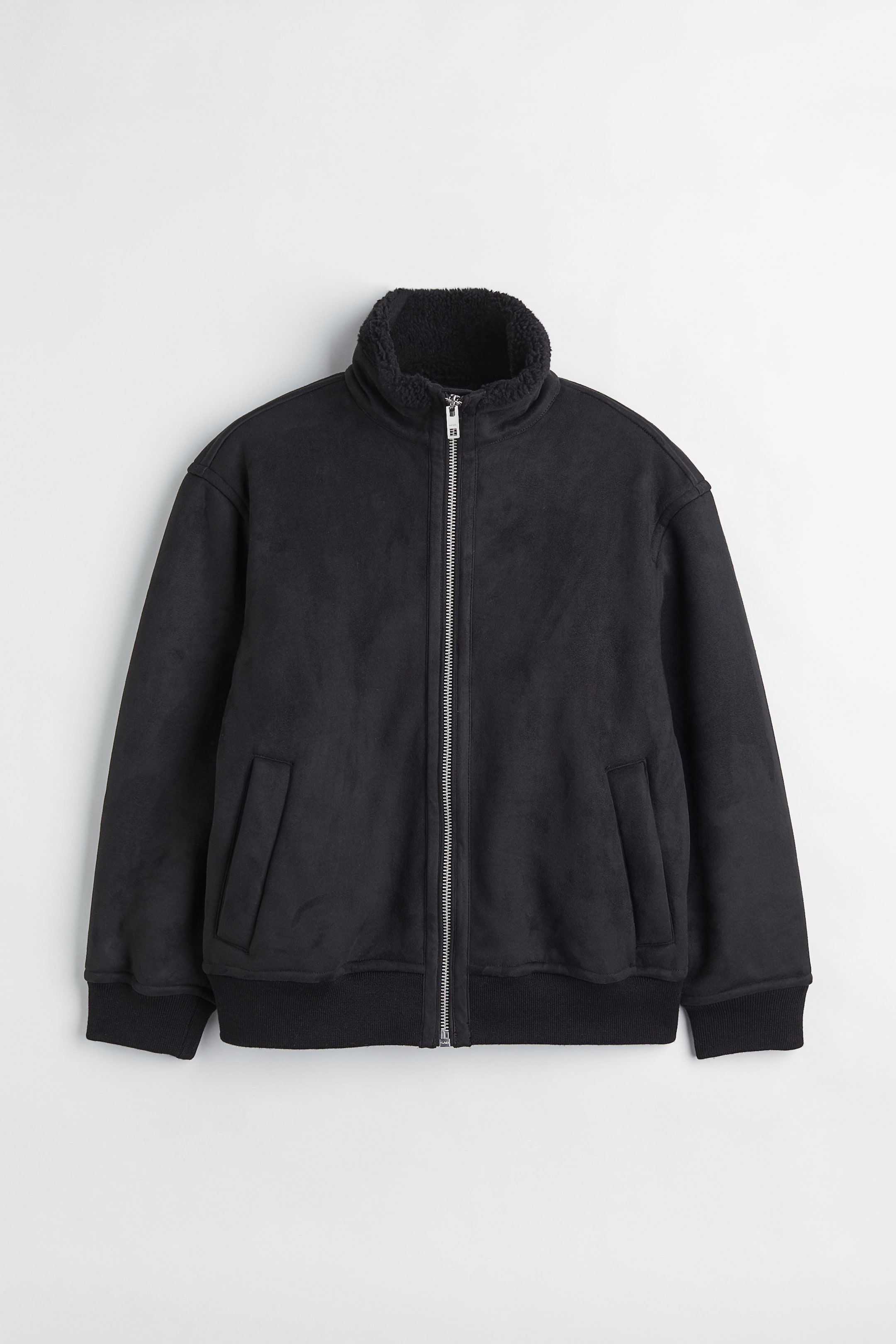 Faux Shearling-lined Bomber Jacket - Black - Men | H&M US 