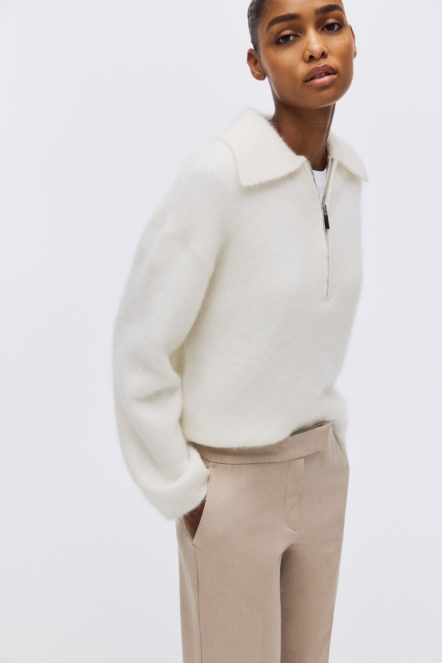 Bukser med svaj - Lys beige/Sort/Mørk rustbrun - 5