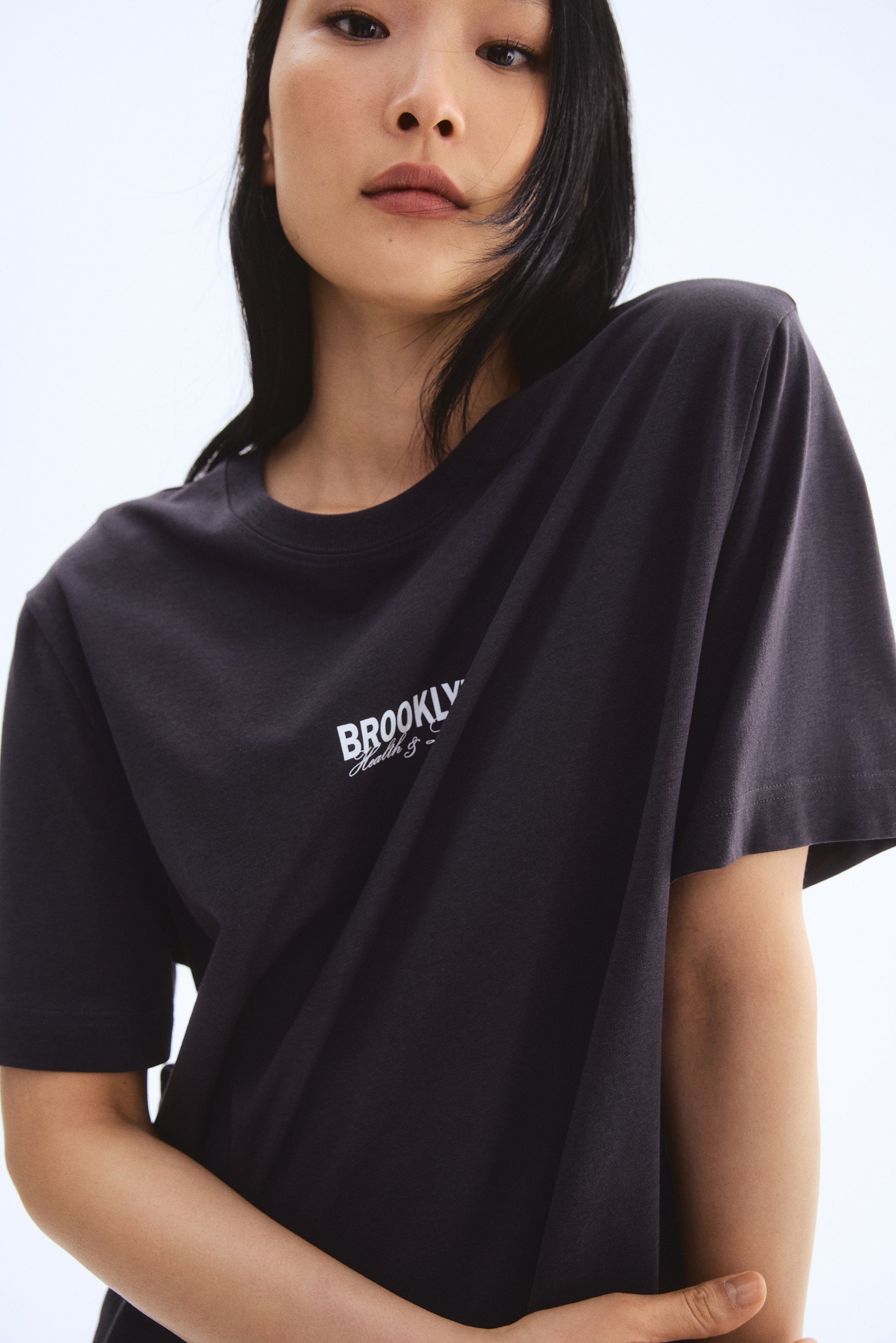 H & M - プリントTシャツ - グレー