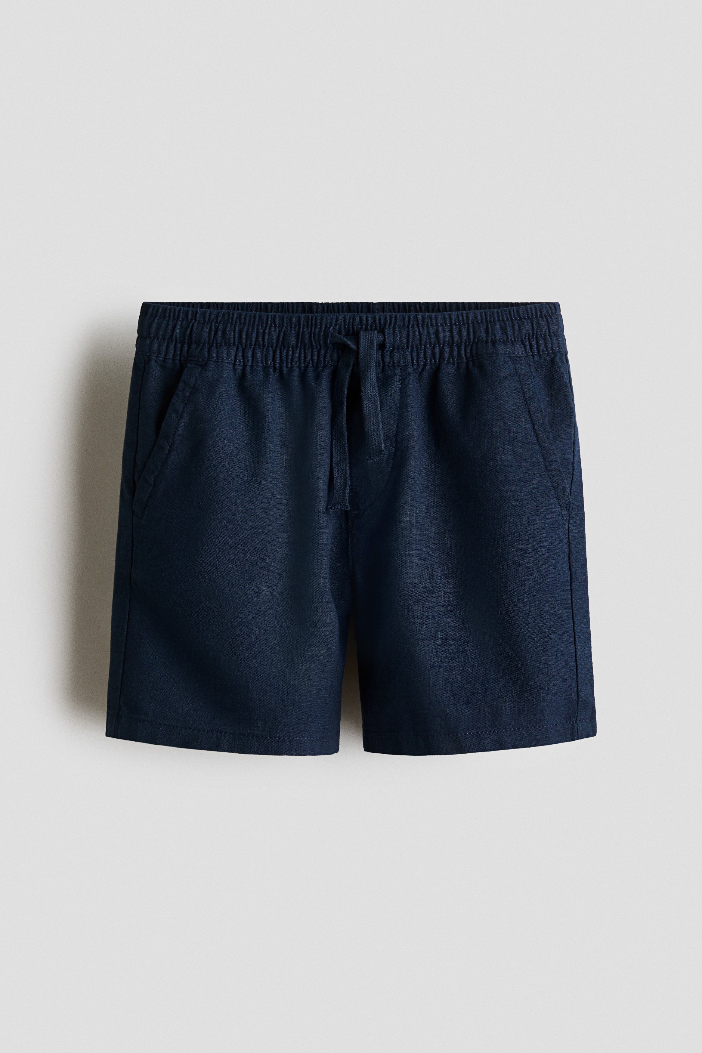 Linen-blend drawstring shorts - Navy blue/Blue/Cream/Striped/Light beige