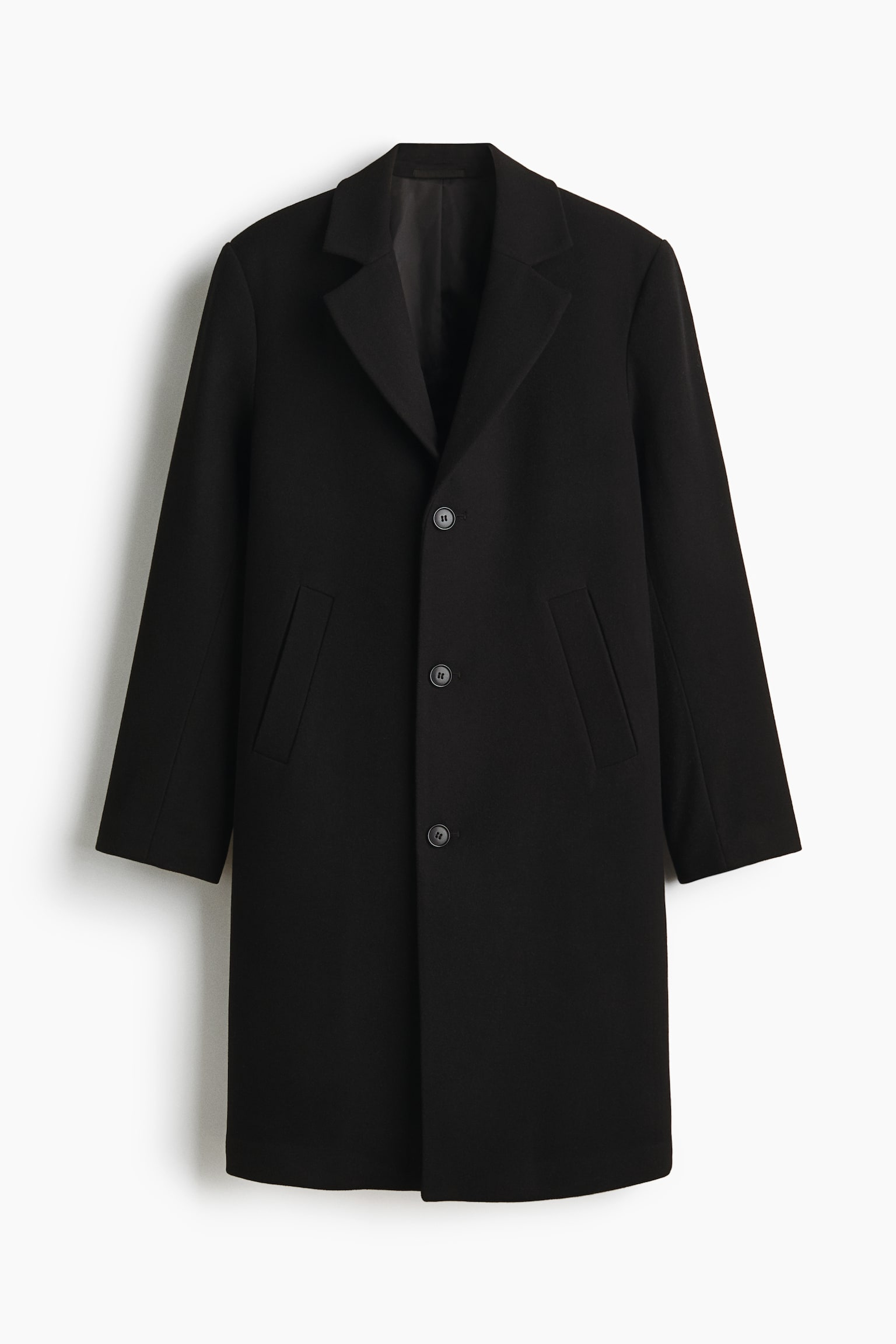 Single-breasted wool-blend coat - Black/Dark brown