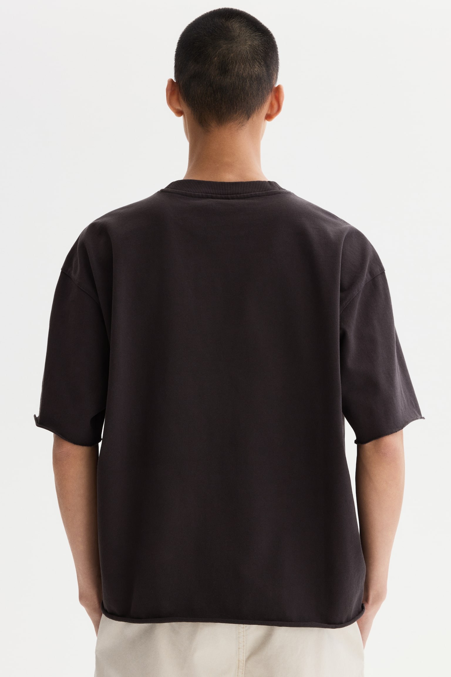 Oversized Fit Boxy-style t-shirt - Dark brown/White/Light blue - 6